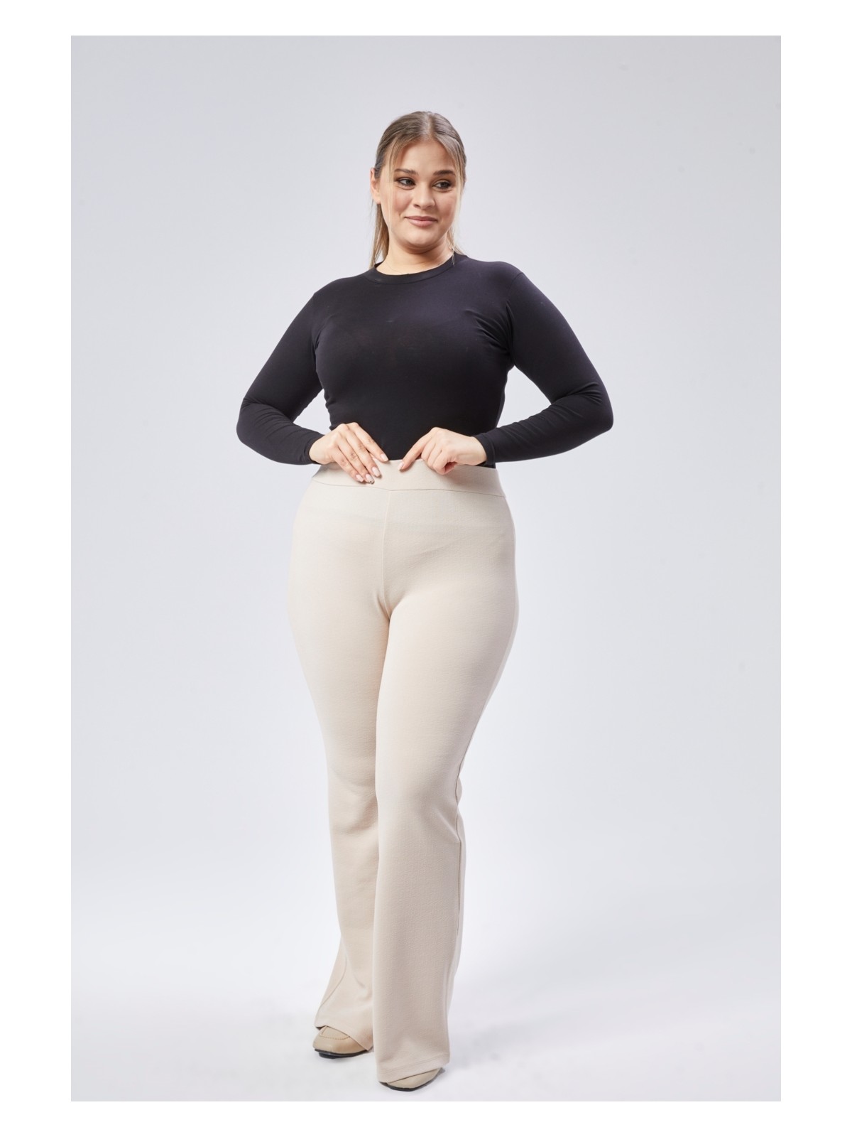 Symirna Ispanyol Paça Büyük Beden Esnek Kadın Pantolon - Görsel 6