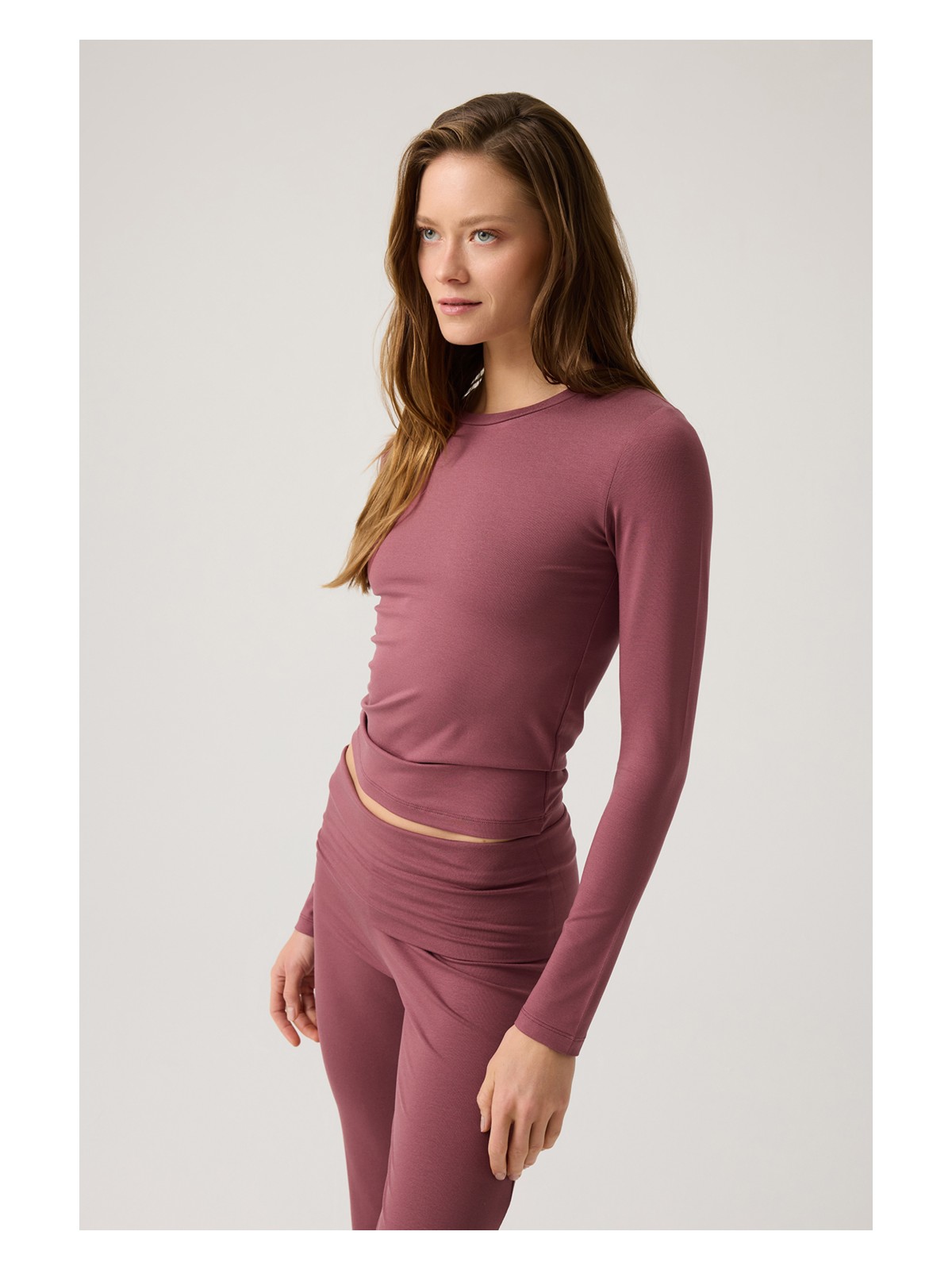 Los Ojos x Melodi Gri Melanj Uzun Kollu Kısa Bluz Long Fitted - Görsel 7