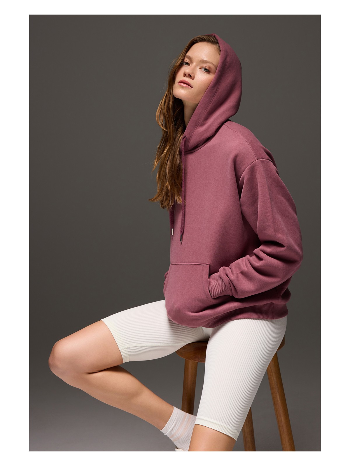 Los Ojos Bordo Geniş Kalıp Kapüşonlu Sweatshirt Hooded Sweat