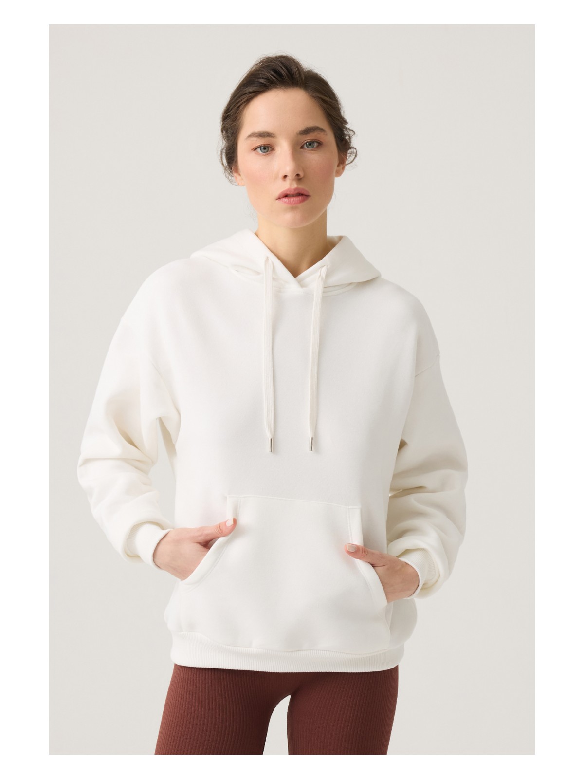 Los Ojos Bordo Geniş Kalıp Kapüşonlu Sweatshirt Hooded Sweat - Görsel 4