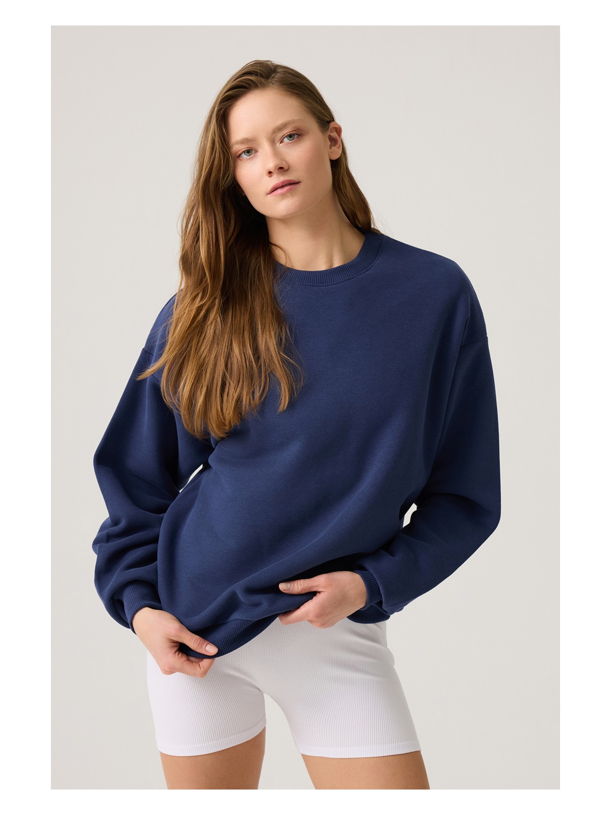 Los Ojos Lacivert Geniş Kalıp Bisiklet Yaka Sweatshirt Crew Neck