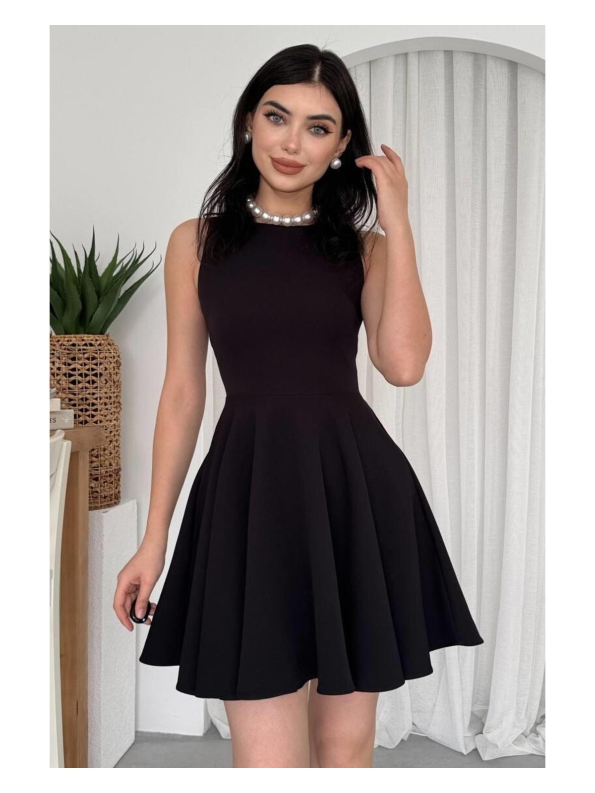 Zishan Fashion Kolsuz Fırfırlı Etekli Gizli Cepli Mini Balo & Mezuniyet Abiye Elbise 165