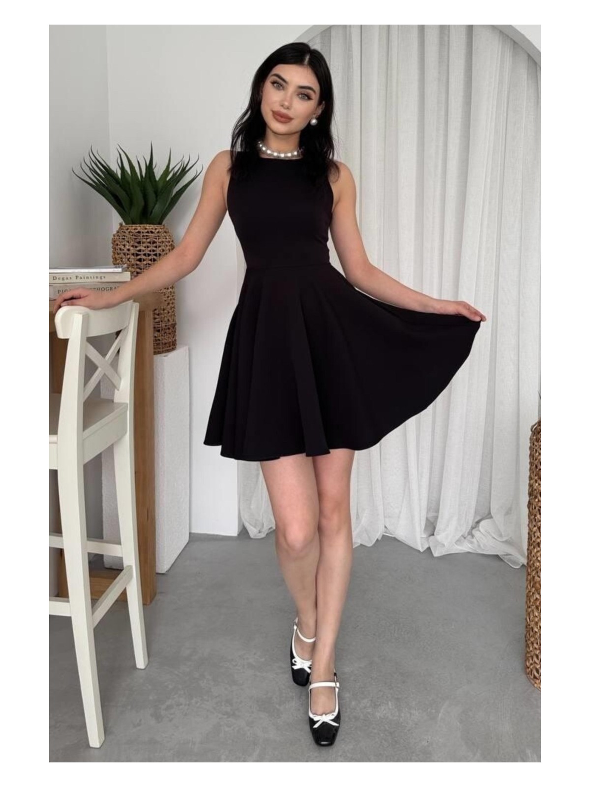 Zishan Fashion Kolsuz Fırfırlı Etekli Gizli Cepli Mini Balo & Mezuniyet Abiye Elbise 165 - Görsel 3