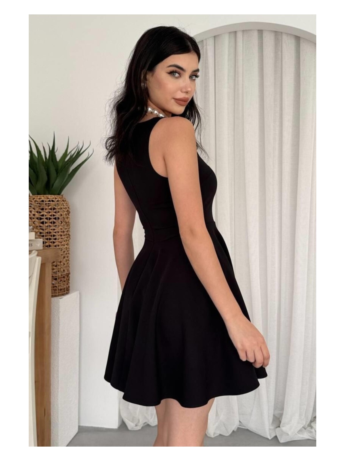 Zishan Fashion Kolsuz Fırfırlı Etekli Gizli Cepli Mini Balo & Mezuniyet Abiye Elbise 165 - Görsel 5
