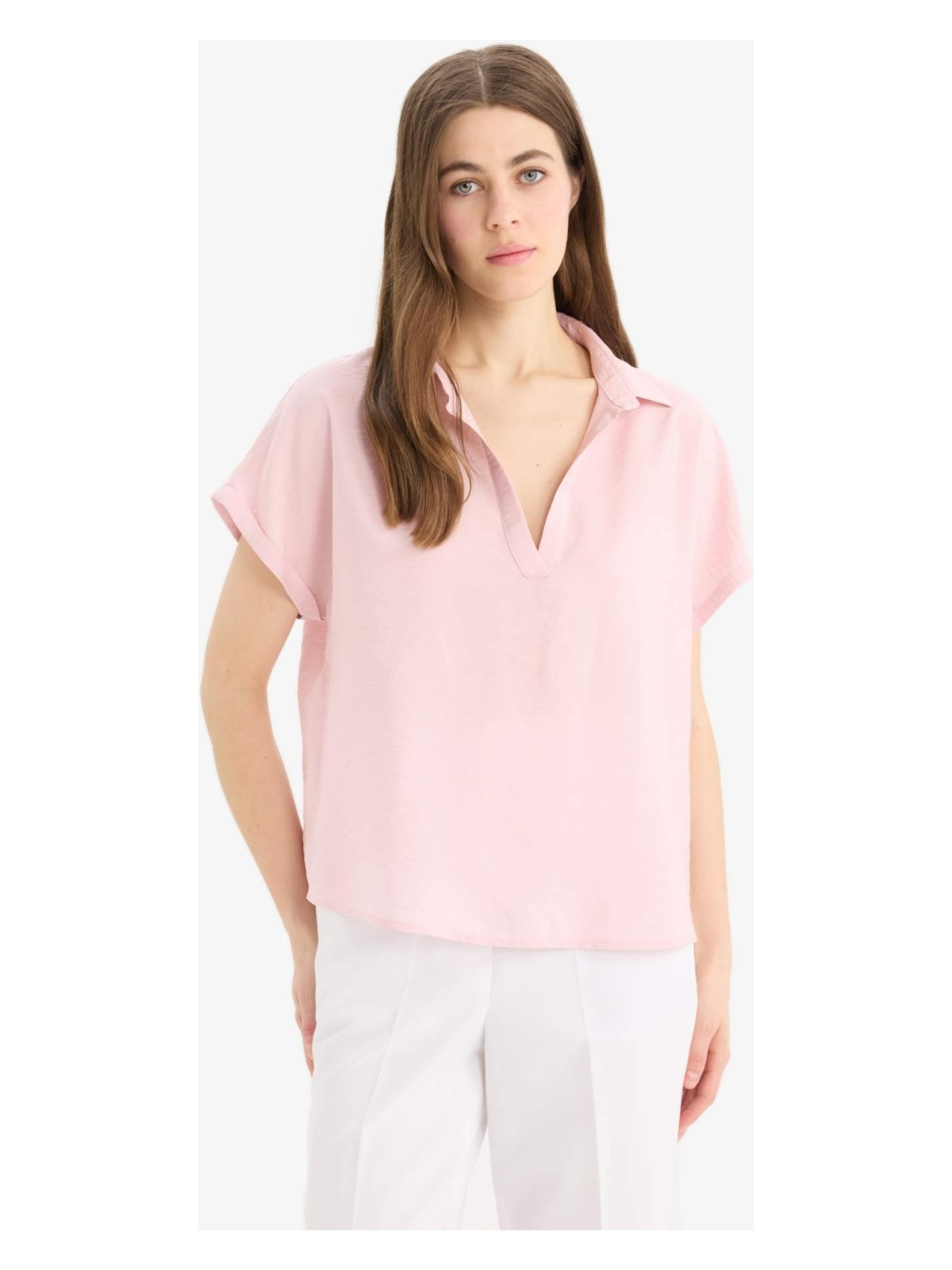 DeFacto Comfort Fit Gömlek Yaka Basic Bluz E5989AX25SP - Görsel 3