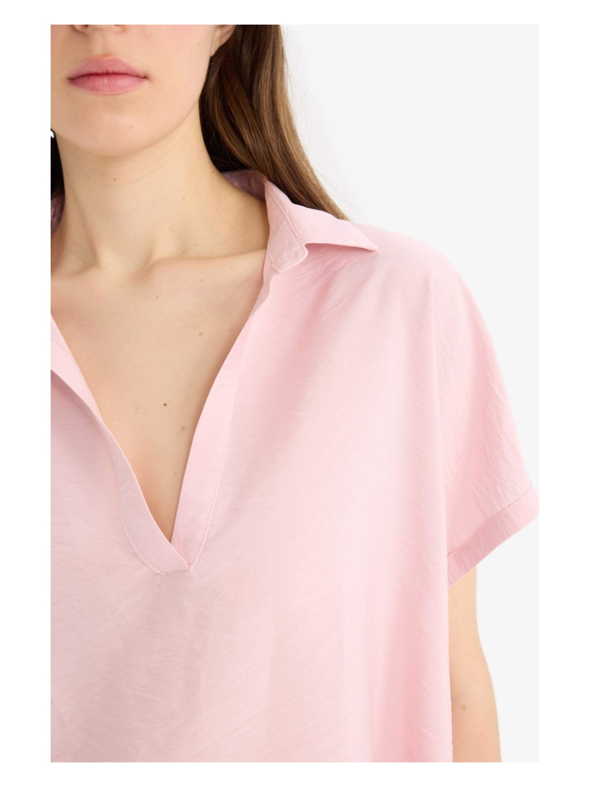 DeFacto Comfort Fit Gömlek Yaka Basic Bluz E5989AX25SP - Görsel 5