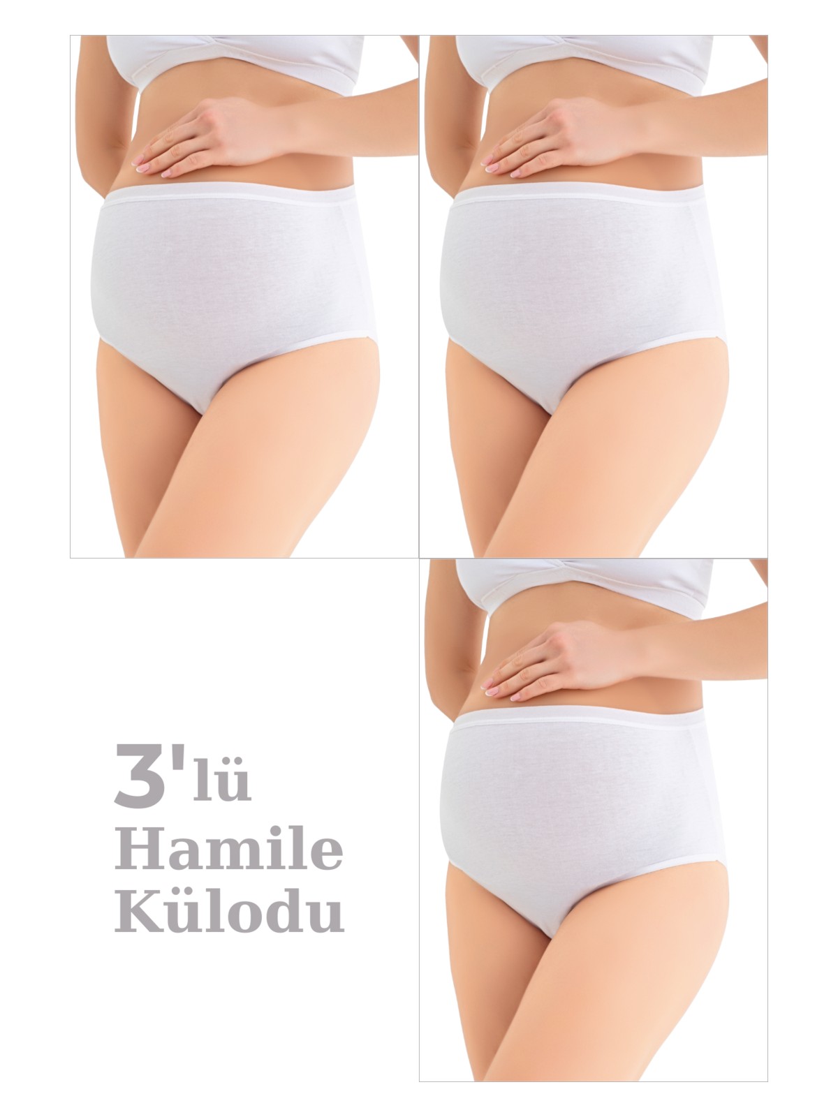 Arma Yıldız Kadın (DİKİŞSİZ) Lohusa Hamile Külodu Gri Pamuklu Likralı Yumuşak Dokulu Esnek Kumaş 3'lü Set - Görsel 6