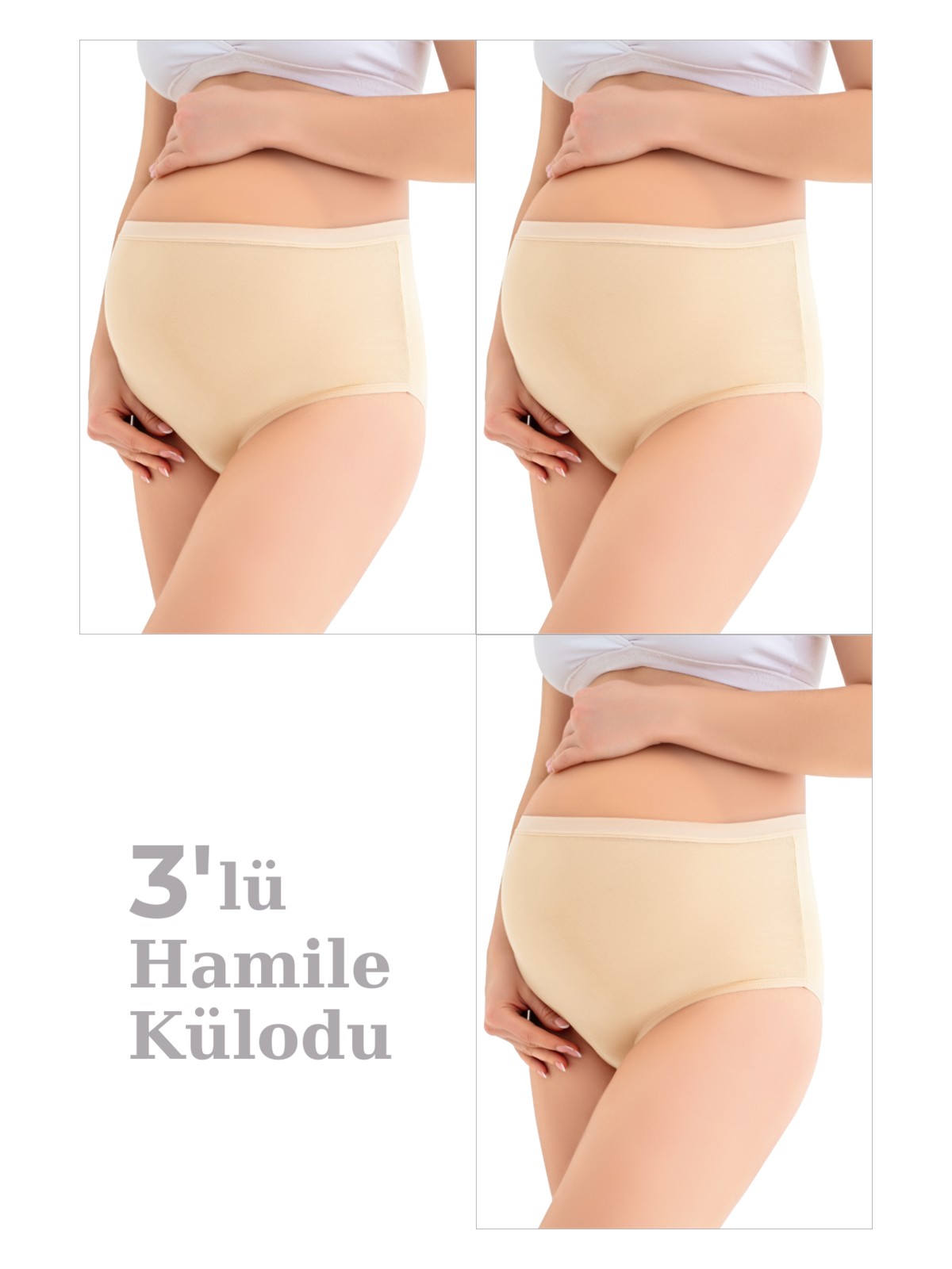 Arma Yıldız Kadın (DİKİŞSİZ) Lohusa Hamile Külodu Gri Pamuklu Likralı Yumuşak Dokulu Esnek Kumaş 3'lü Set - Görsel 5