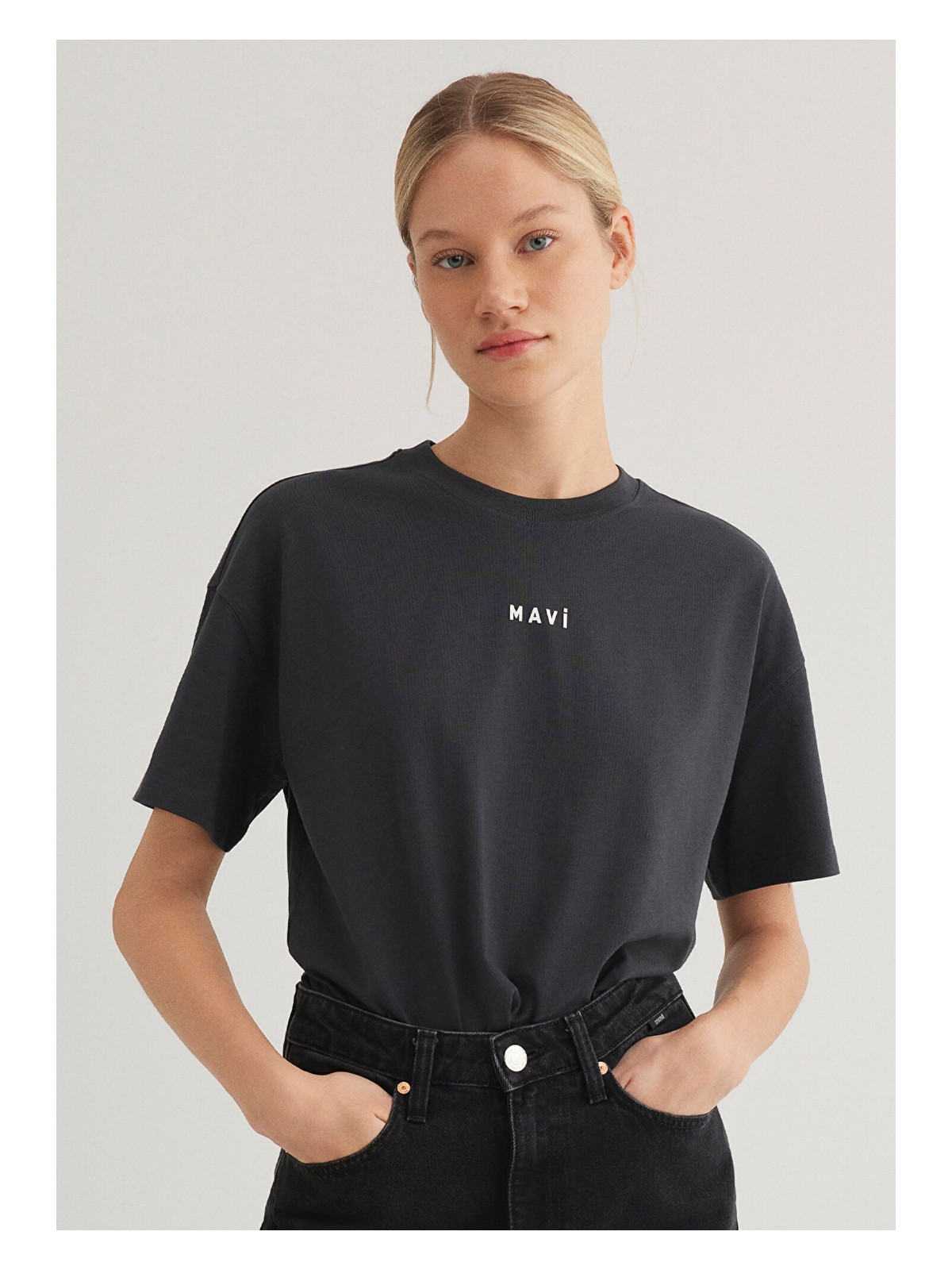 Mavi Mavi Logo Baskılı Antrasit Tişört 1612518-70087