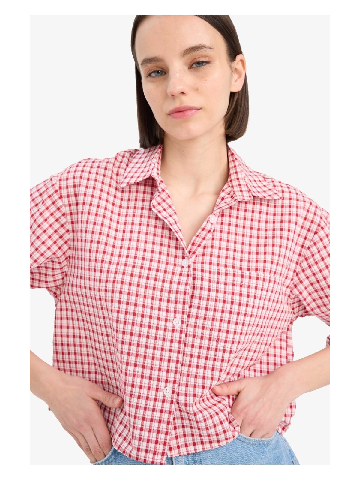 DeFacto Oversize Geniş Kalıp Pötikareli Uzun Kollu Gömlek E6934AX25SP