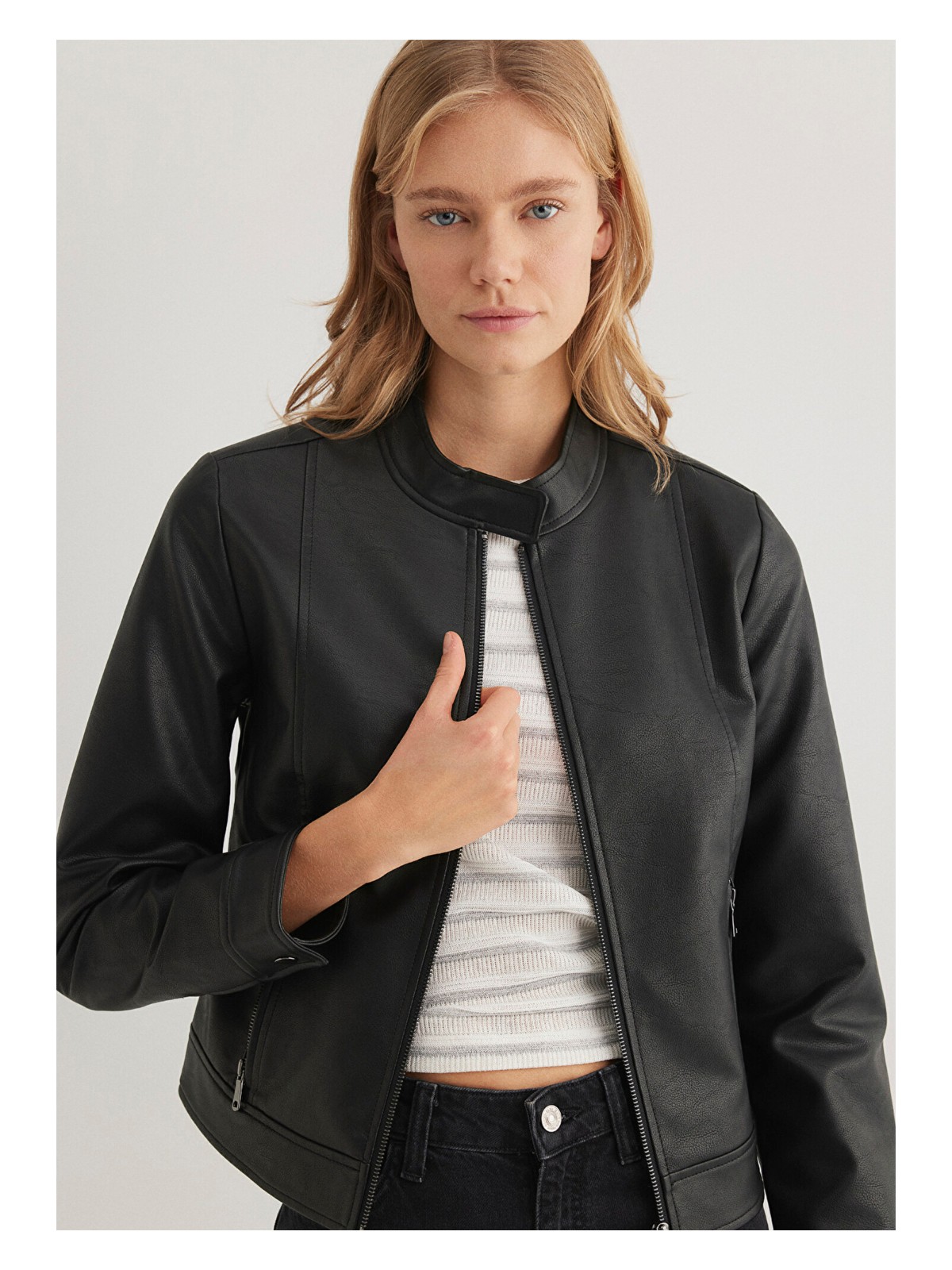 Mavi Siyah Suni Deri Ceket 1110598-900