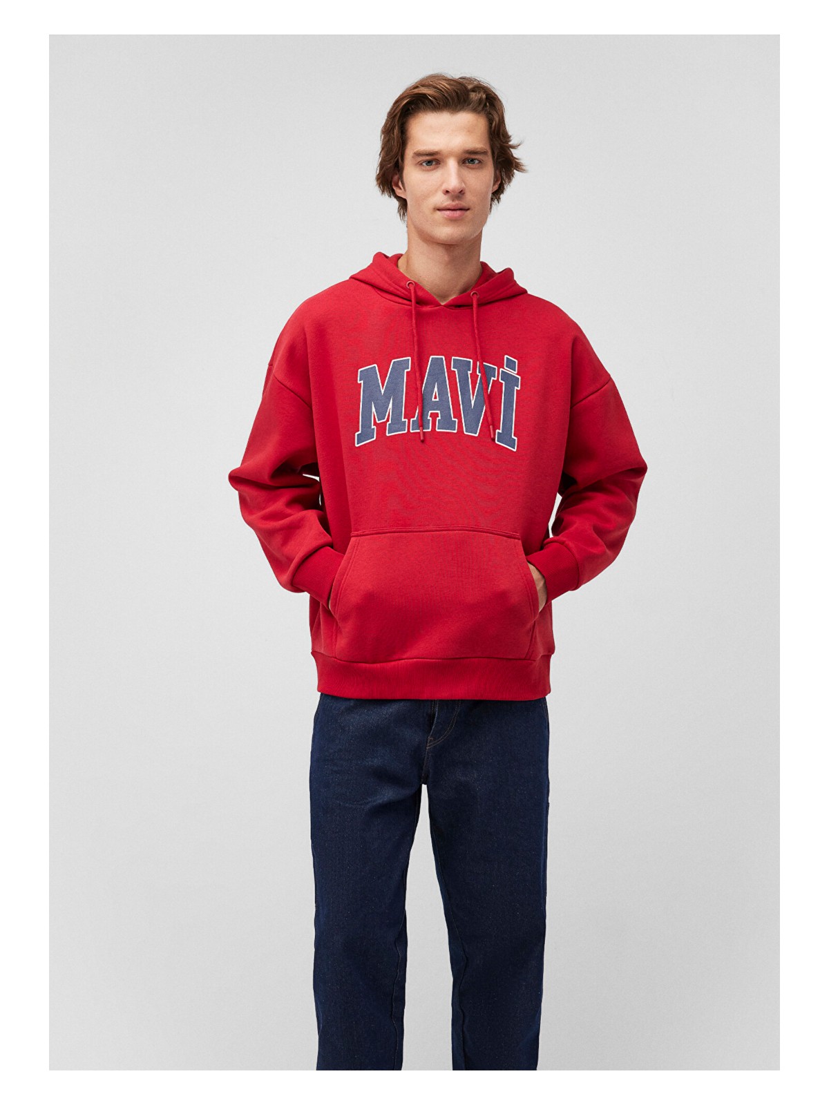 Mavi Mavi Logo Baskılı Kapüşonlu Kırmızı Sweatshirt 067149-70464