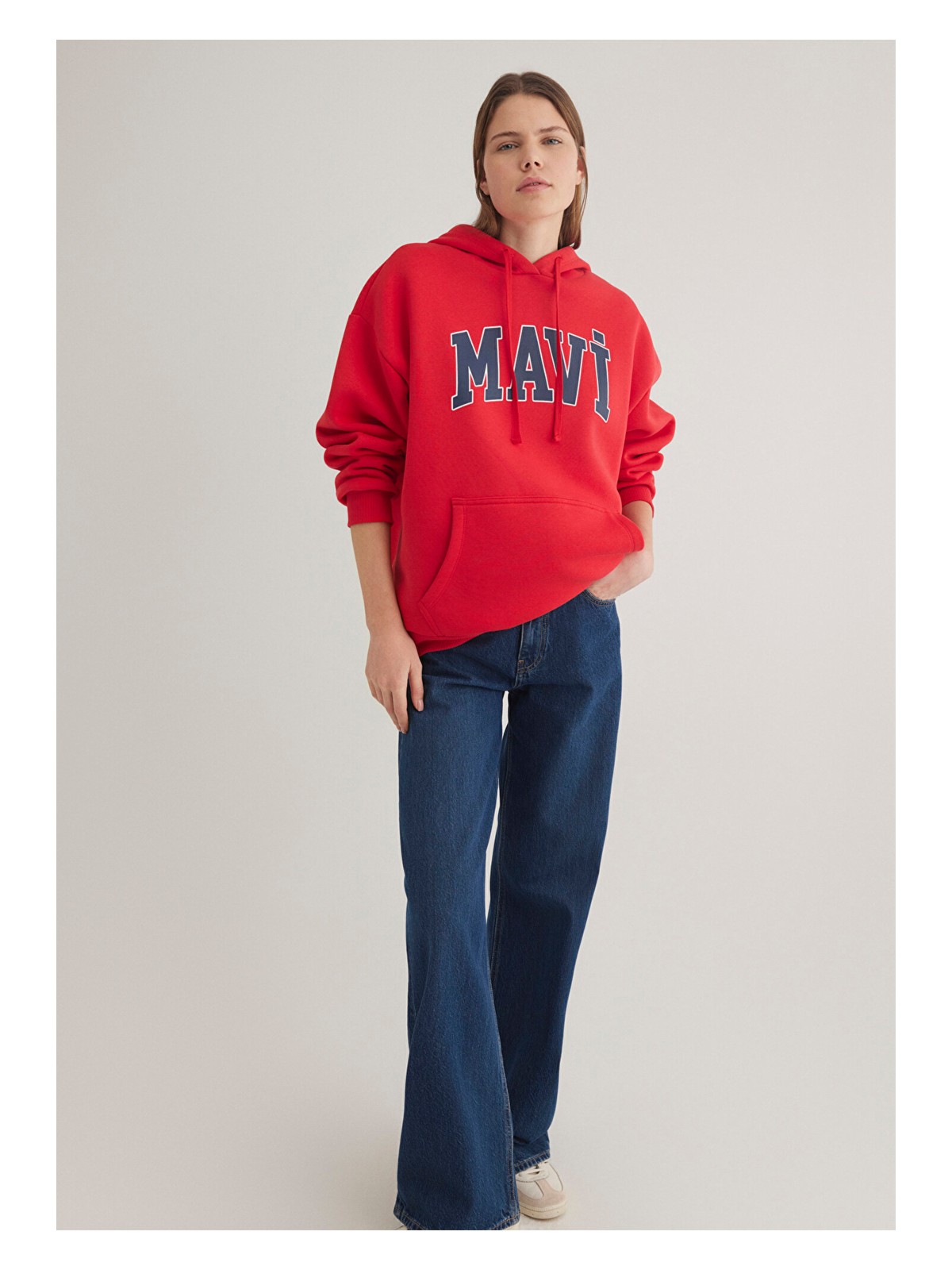 Mavi Mavi Logo Baskılı Kapüşonlu Kırmızı Sweatshirt 1600361-82054 - Görsel 3