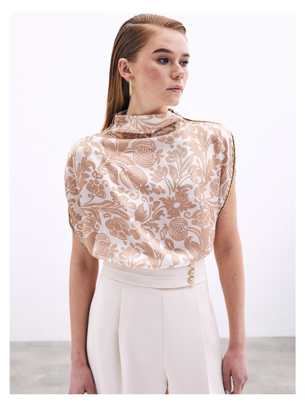 Sateen Aksesuarlı Yarasa Kol Bluz - Mavi - Görsel 3