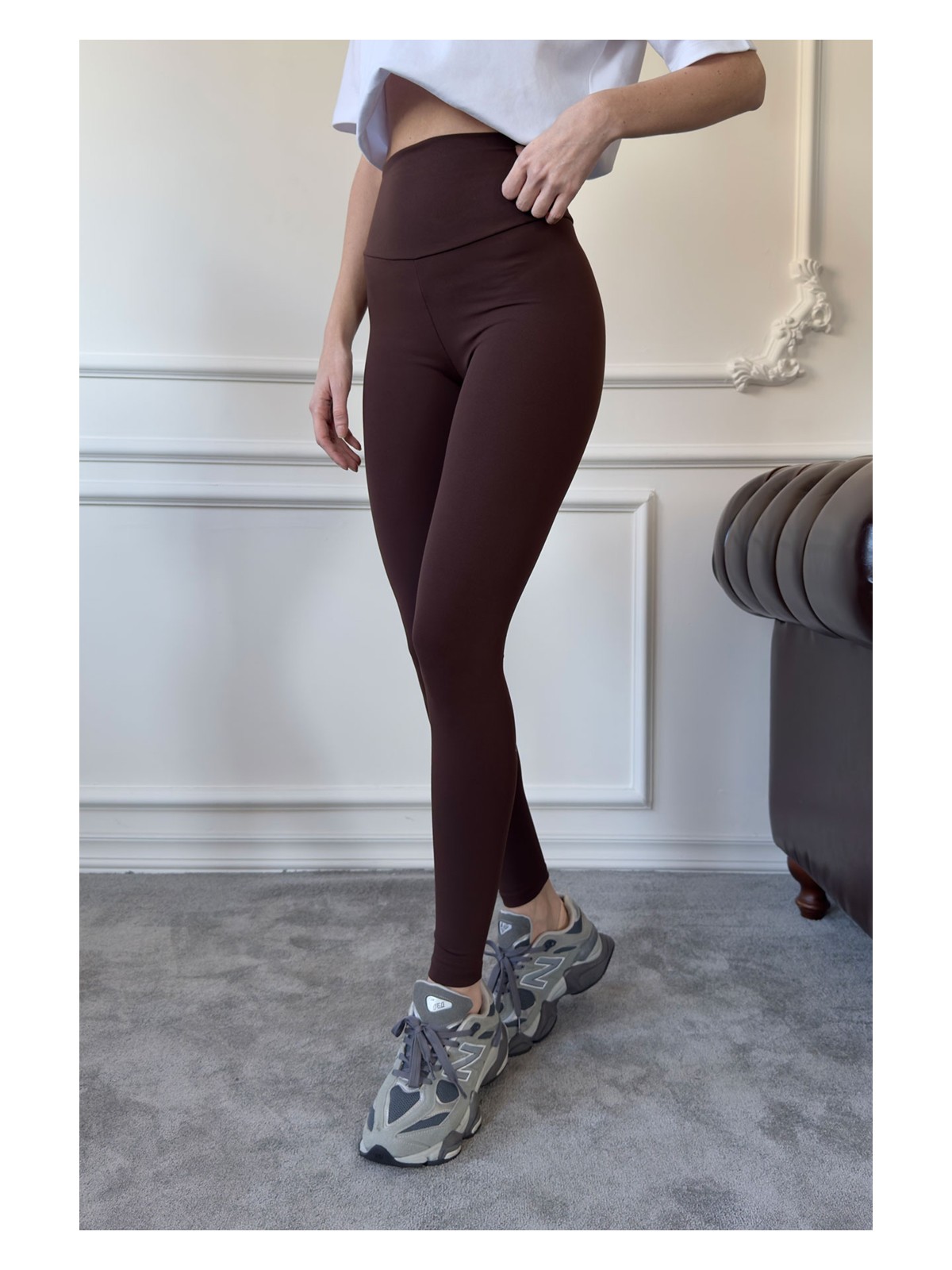 Magarde Yüksek Bel Çelik Tayt- Bordo - Görsel 3