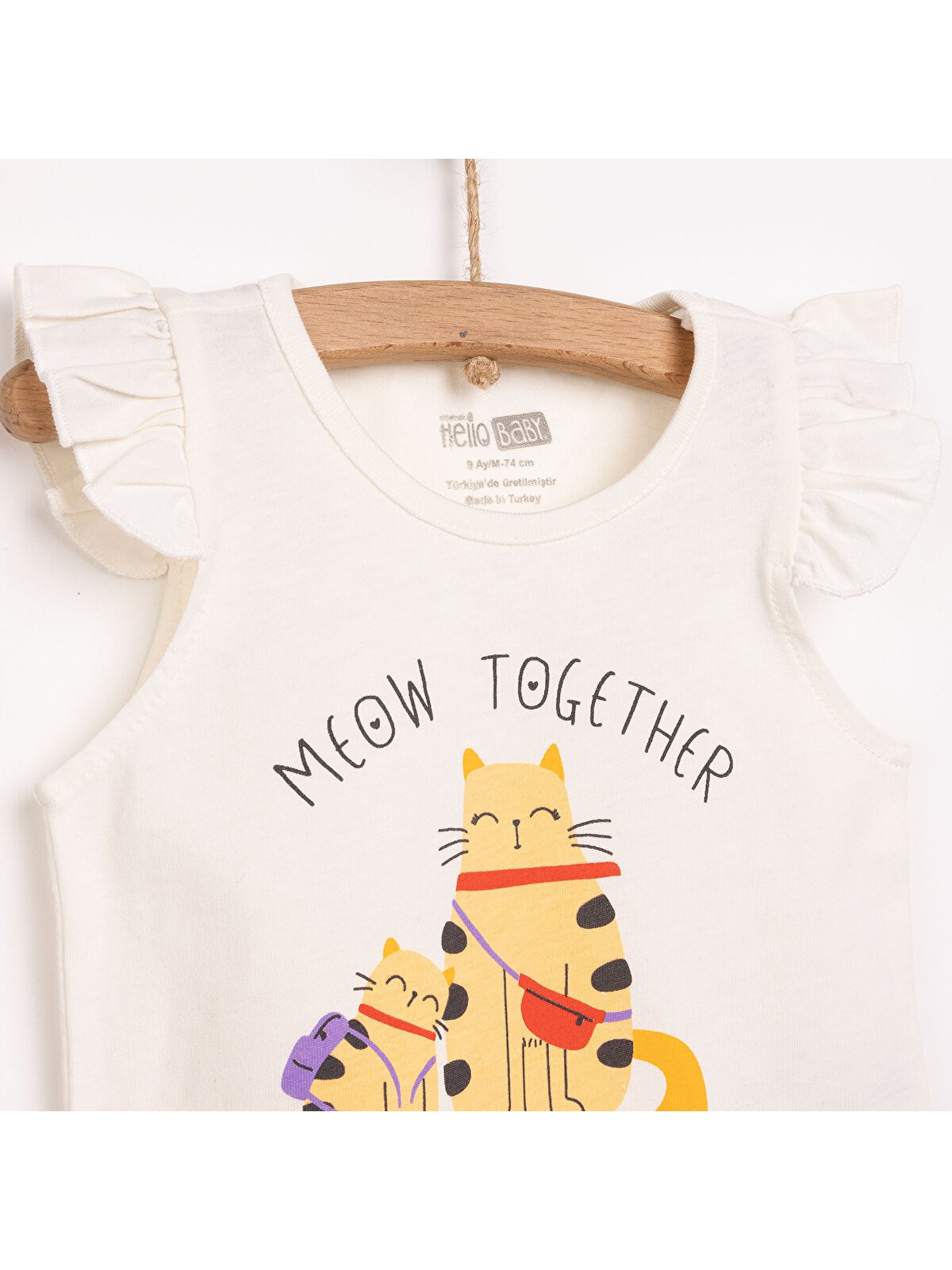 HelloBaby Basic Kız Kedi Baskılı Atlet T-Shirt Kız Bebek - Görsel 4