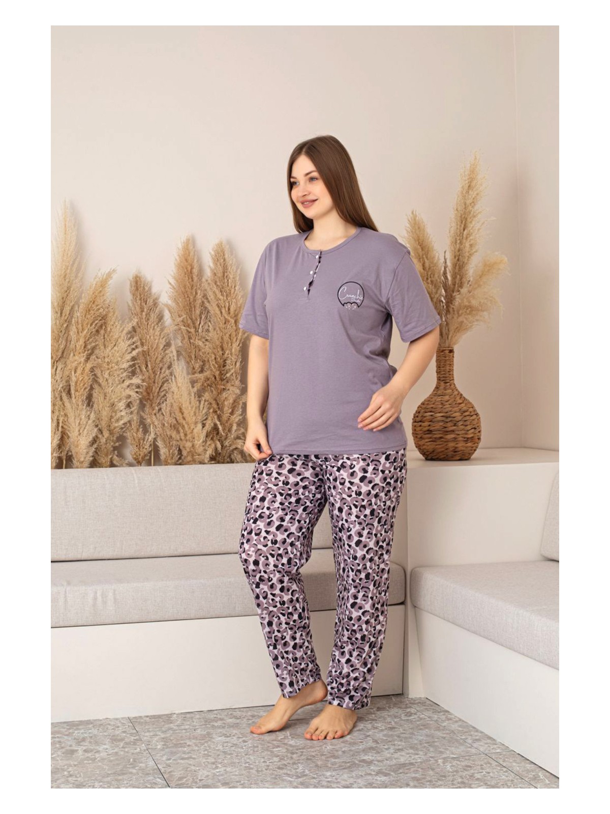 Nisanca %100 Pamuk Büyük Beden Kısa Kol Kadın Pijama Takımı - Görsel 3