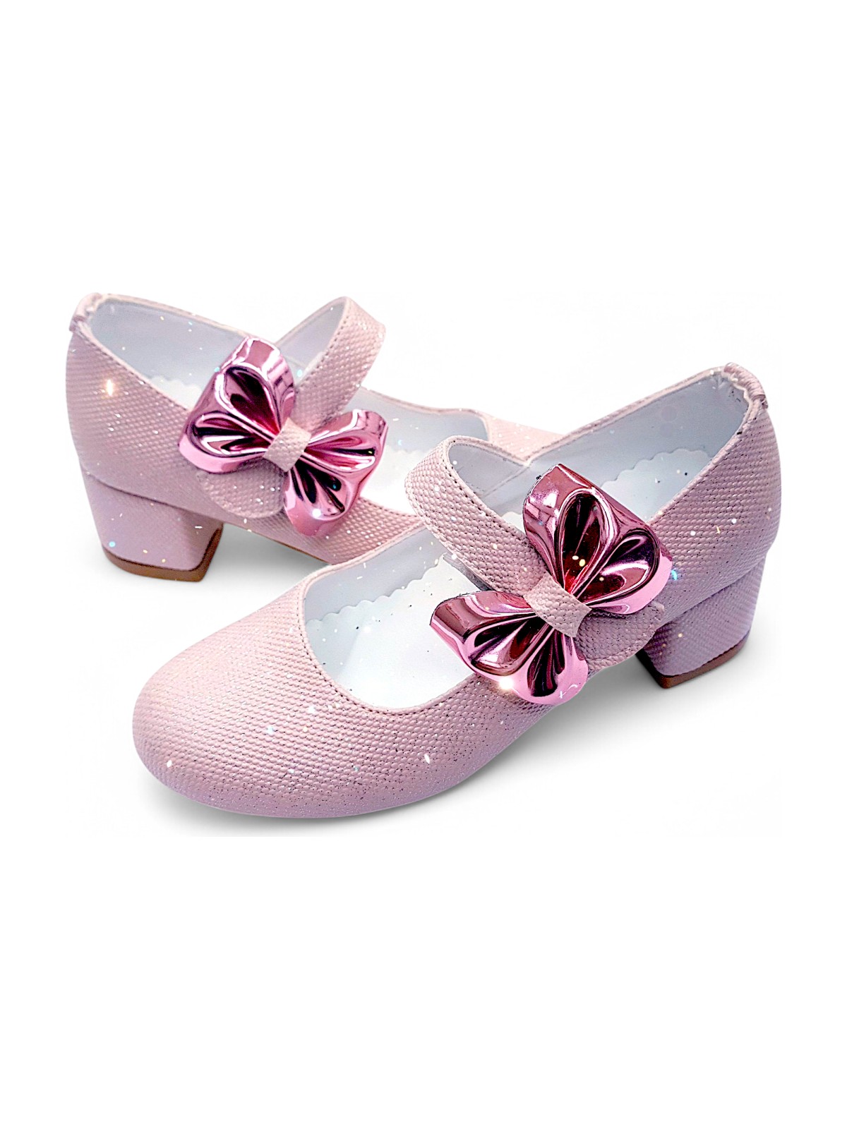 Beebron Ortopedik Topuklu Abiye Kız Çocuk Ayakkabı Shining Series Abiayk2401 Simli Pembe 36