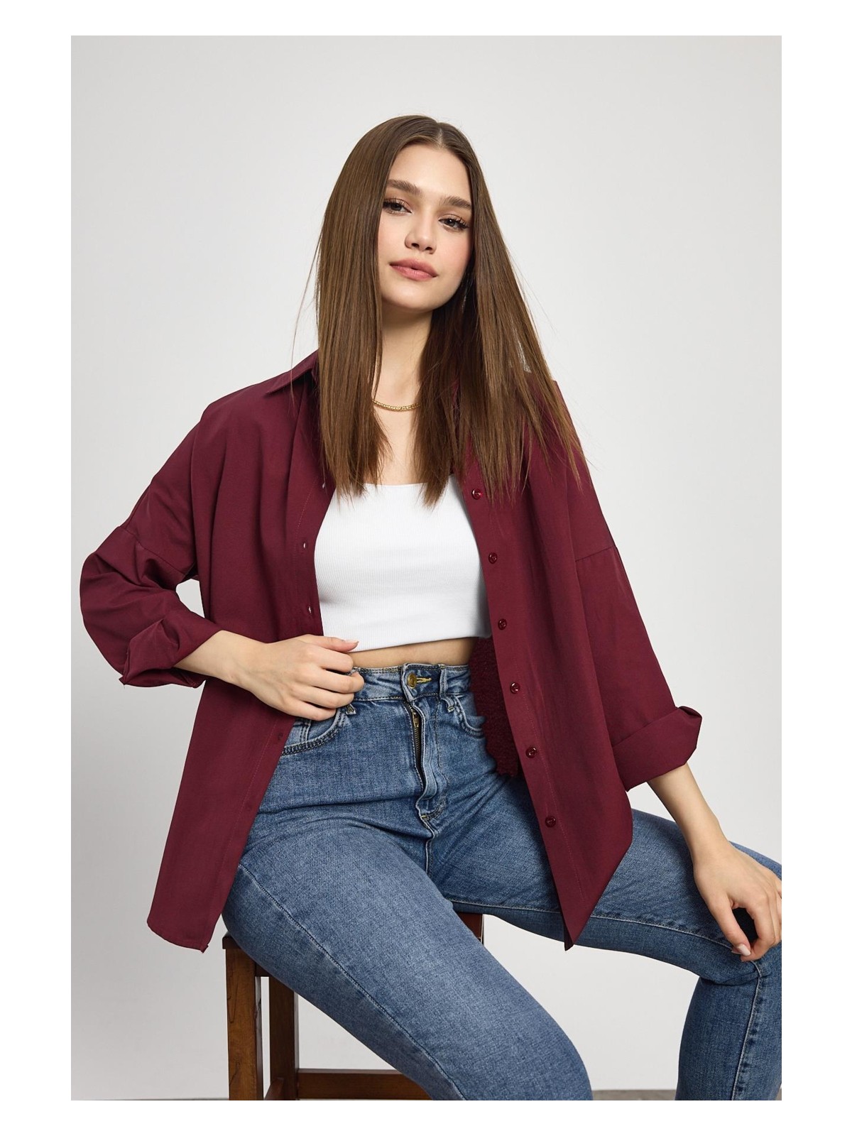 Rays 6621A Arkası Robalı Gömlek Beyaz - Görsel 10