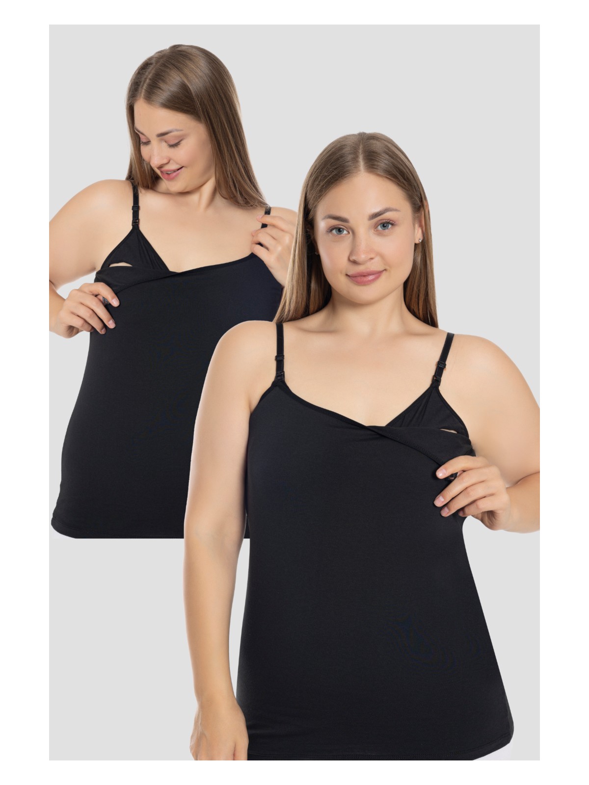 Arma Yıldız Beyaz-Siyah 2'li Kadın Emzirme Atleti Pamuklu Likralı - Görsel 4