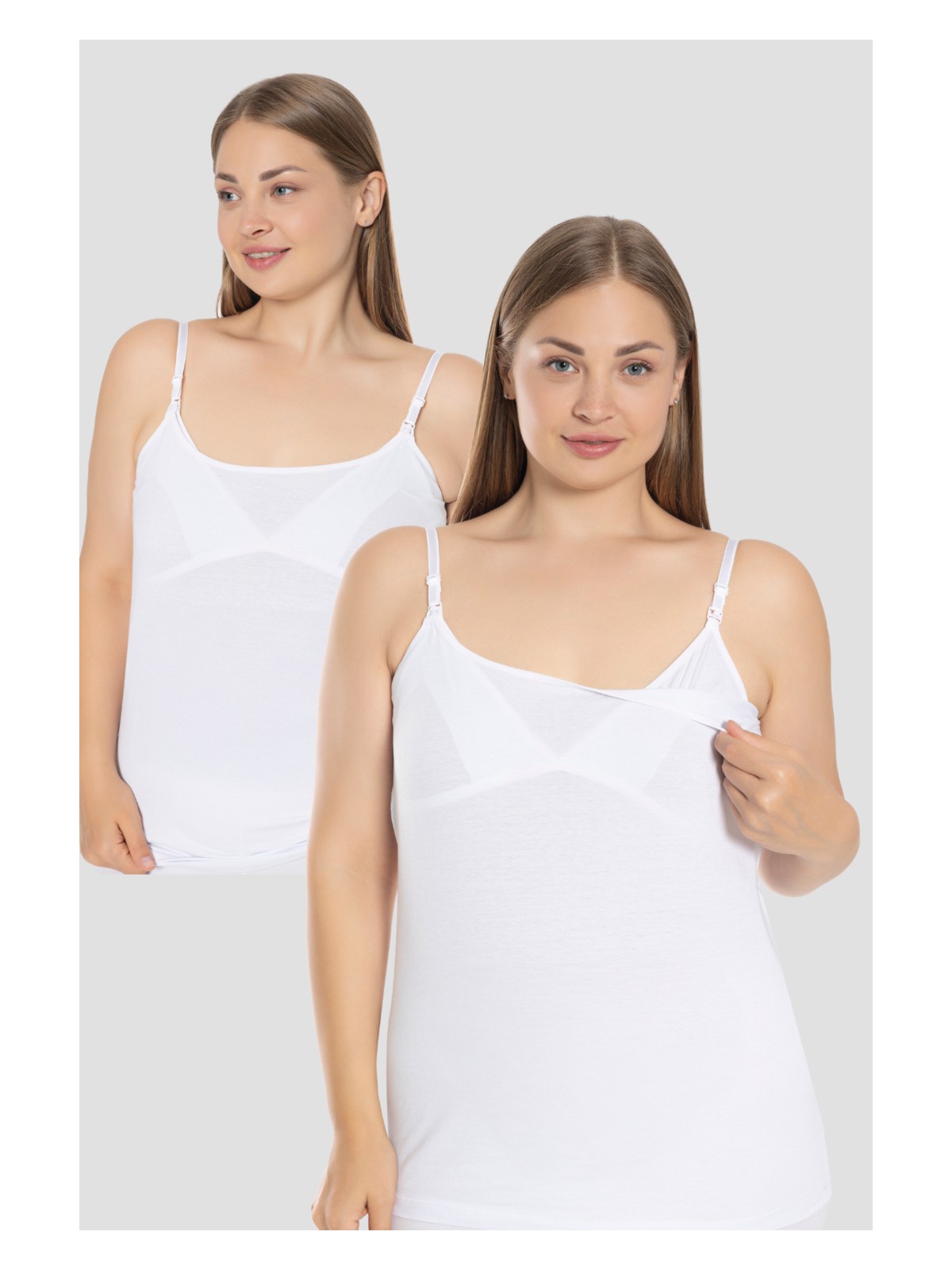 Arma Yıldız Beyaz-Siyah 2'li Kadın Emzirme Atleti Pamuklu Likralı - Görsel 3