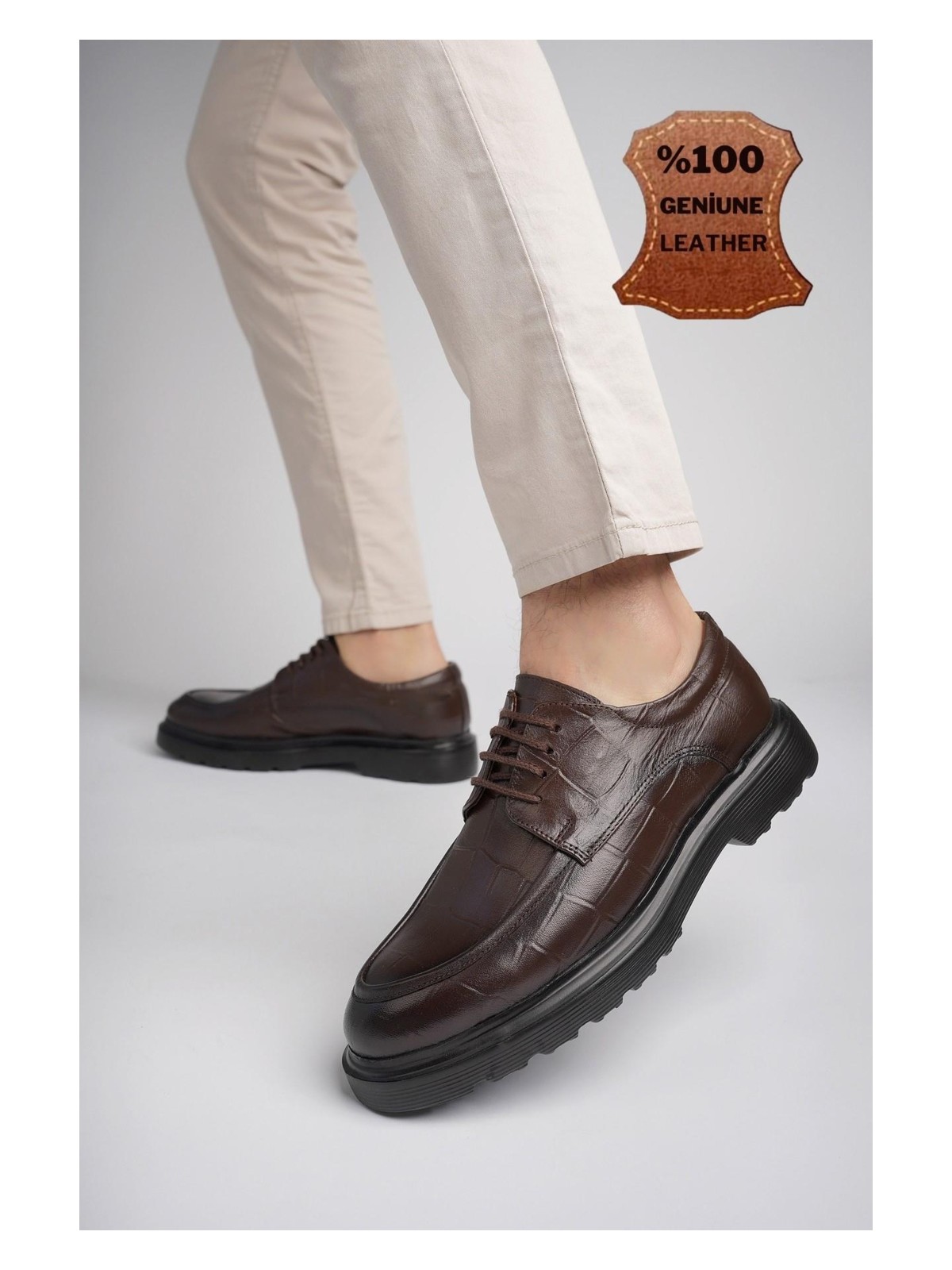 Muggo Norman Garantili Günlük Klasik Deri Casual Rahat Ortopedik Kalın Taban Erkek Ayakkabı