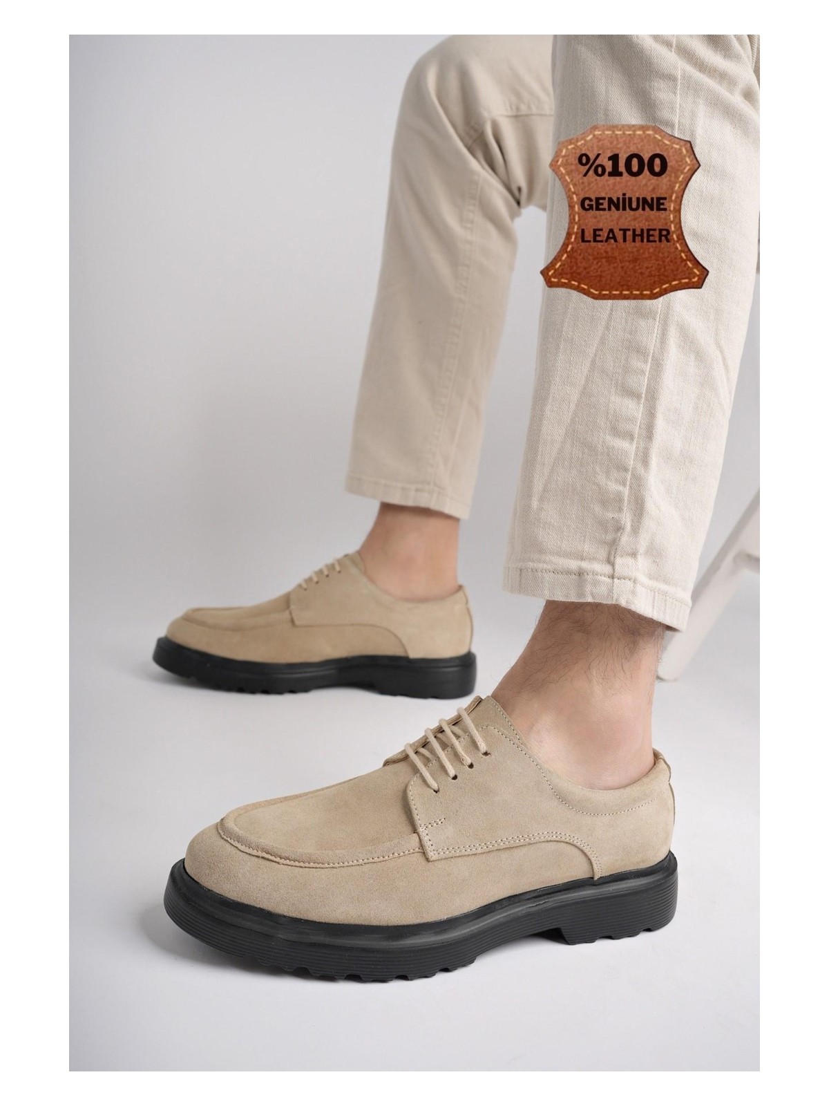 Muggo Samuel Garantili Günlük Klasik Deri Casual Rahat Ortopedik Kalın Taban Erkek Ayakkabı - Görsel 3