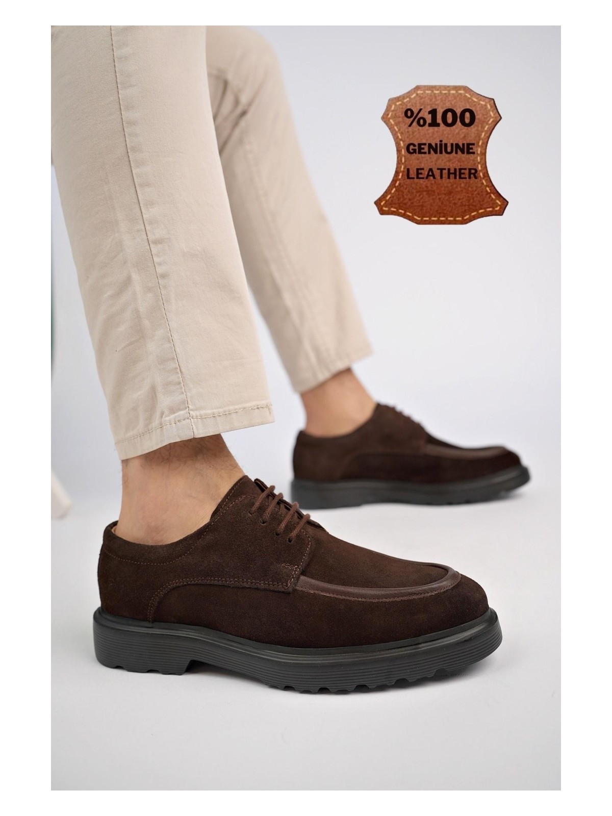 Muggo Samuel Garantili Günlük Klasik Deri Casual Rahat Ortopedik Kalın Taban Erkek Ayakkabı - Görsel 5