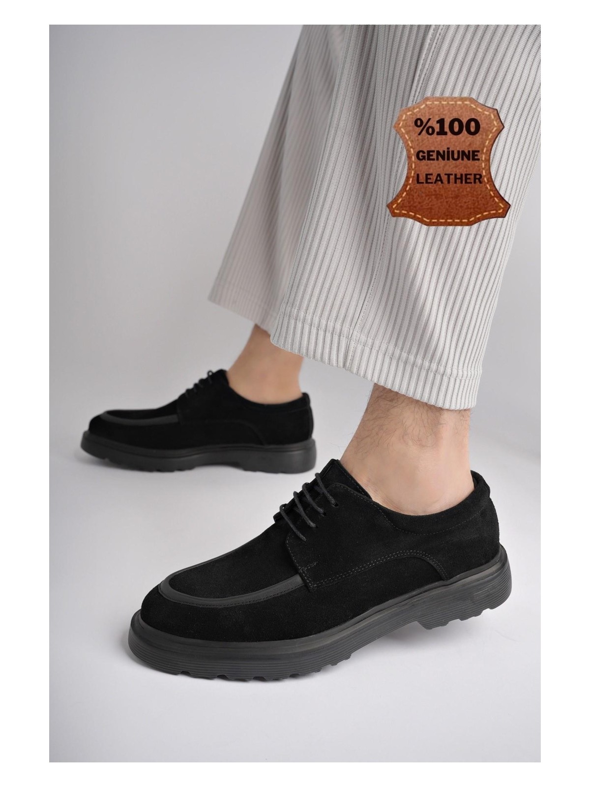 Muggo Samuel Garantili Günlük Klasik Deri Casual Rahat Ortopedik Kalın Taban Erkek Ayakkabı - Görsel 7