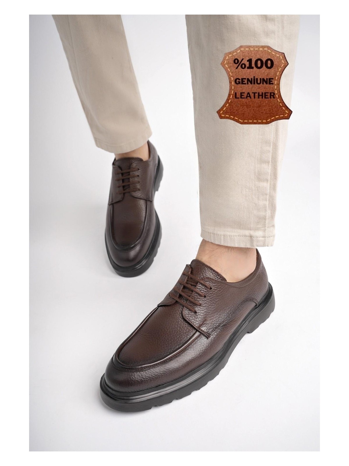 Muggo Samuel Garantili Günlük Klasik Deri Casual Rahat Ortopedik Kalın Taban Erkek Ayakkabı