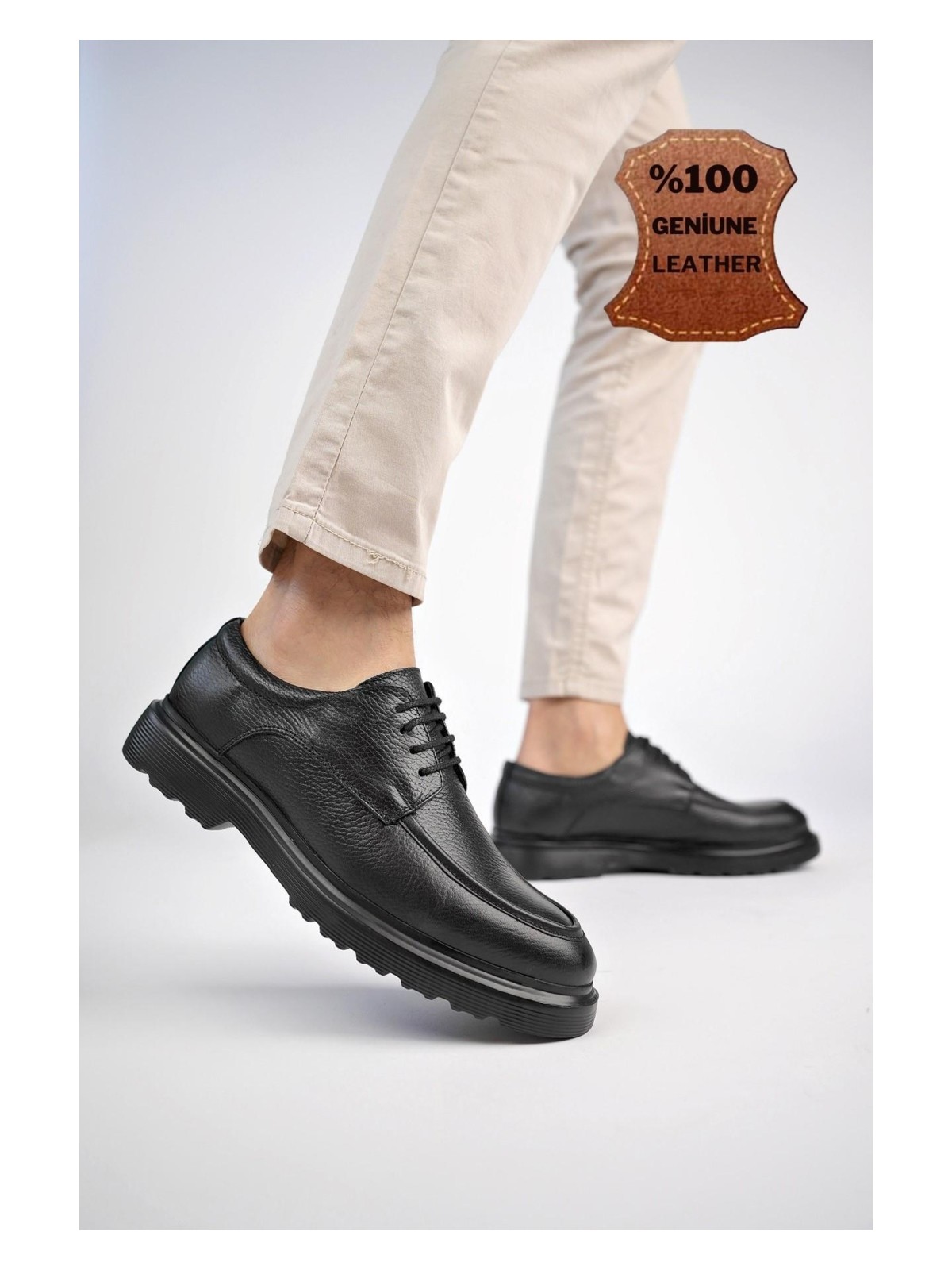 Muggo Samuel Garantili Günlük Klasik Deri Casual Rahat Ortopedik Kalın Taban Erkek Ayakkabı - Görsel 6