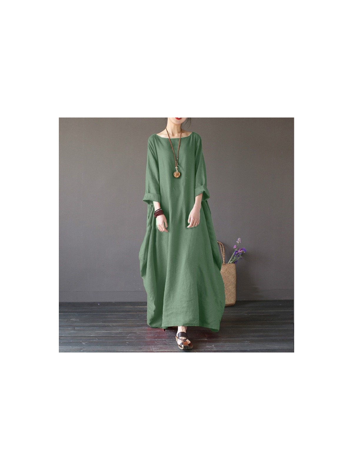 1Tarz Baharlık Salaş Panço Kadın Elbise Keten Rahat