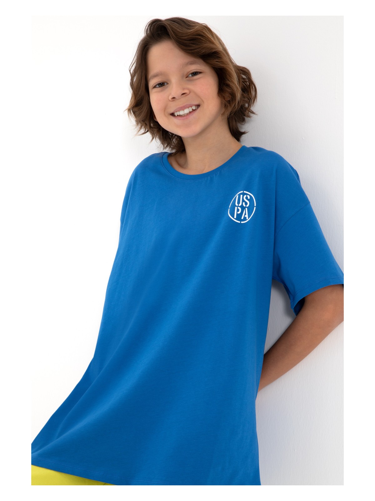 U.S. Polo Assn. Erkek Çocuk Su Yeşili Oversize Bisiklet Yaka Tişört 50298981-VR048 - Görsel 6