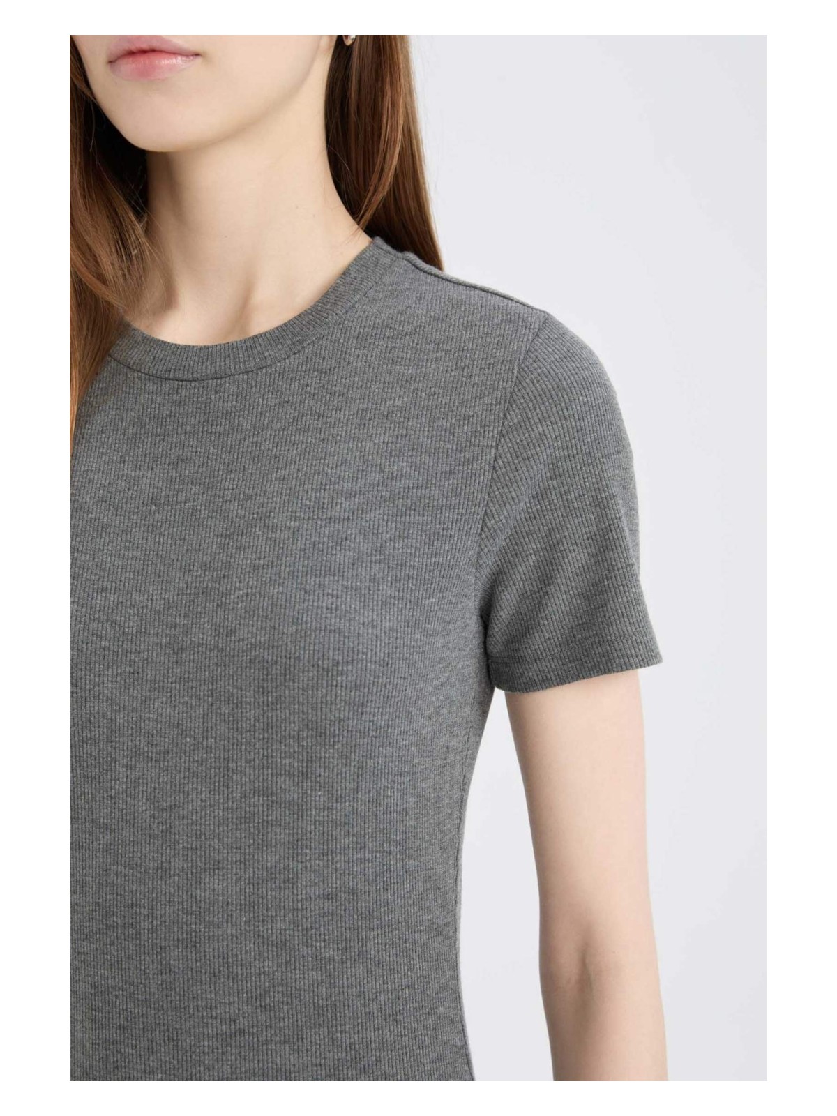 DeFacto Bodycon Vücudu Saran Basic Fitilli Kaşkorse Midi Elbise E6926AX25SP - Görsel 5