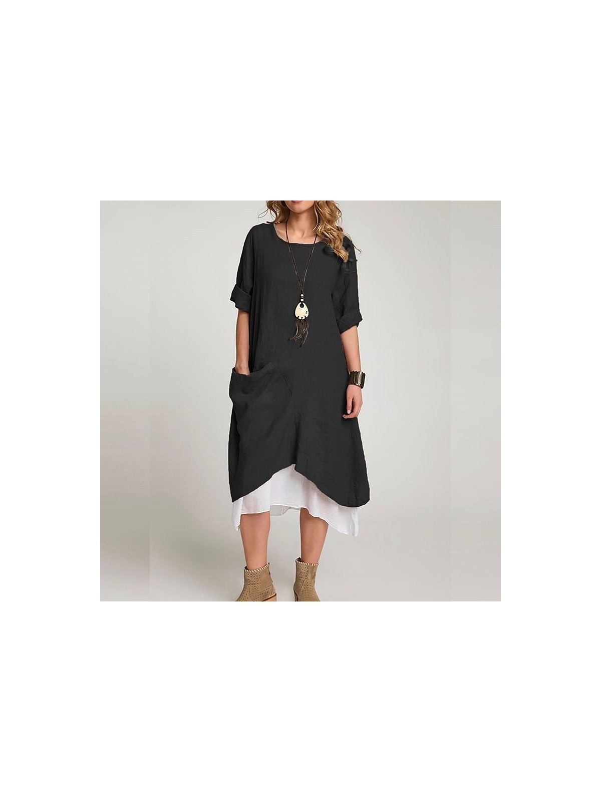 Barbora Keten Yazlık Günlük Tasarım Kadın Elbise
