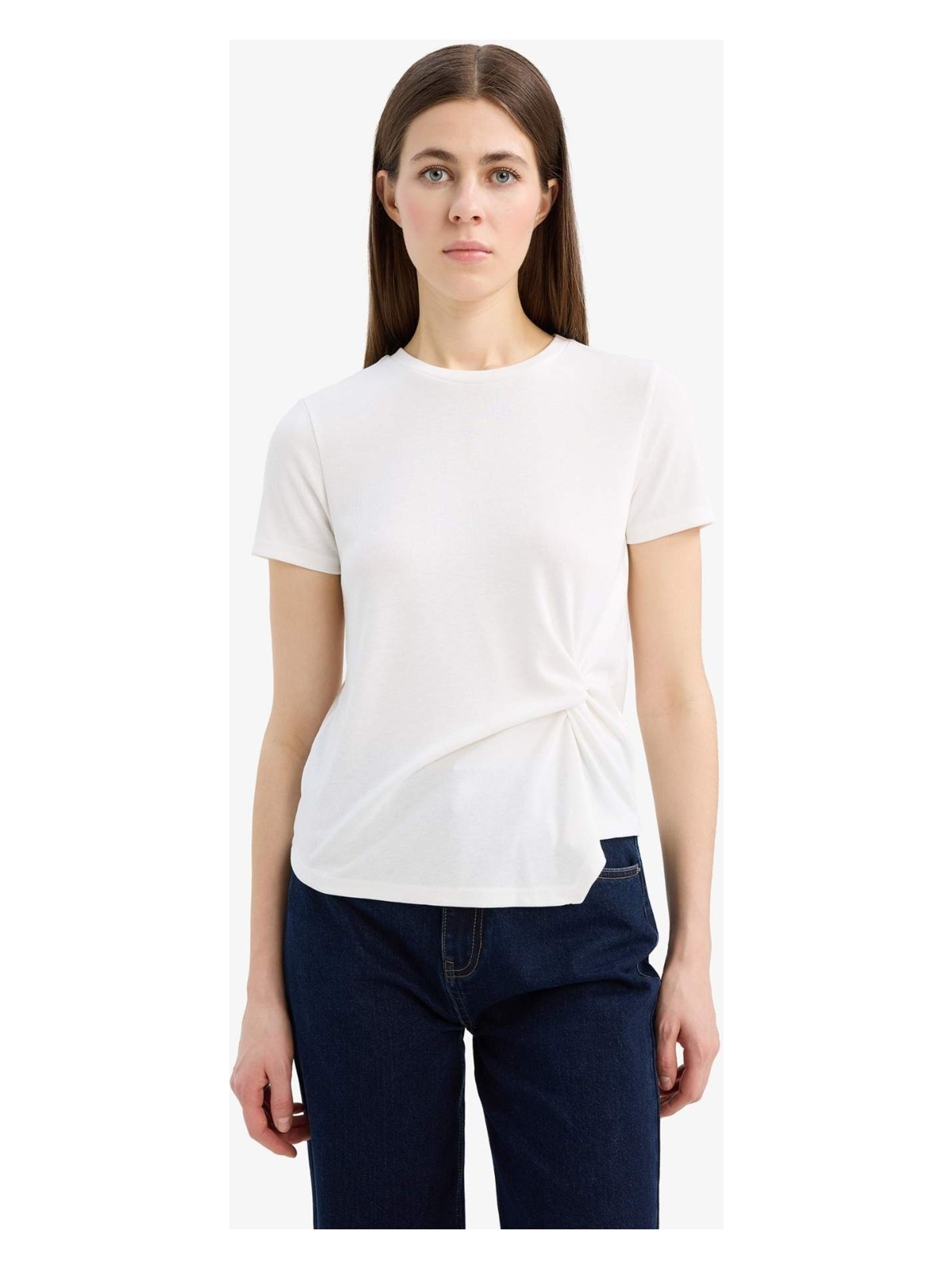 DeFacto Slim Fit Bisiklet Yaka Ribana Kısa Kollu Tişört F0366AX25SP