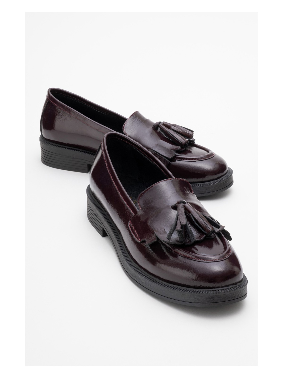 Luvi Milina Siyah Rugan Püsküllü Hakiki Deri Kadın Loafer Ayakkabı - Görsel 7