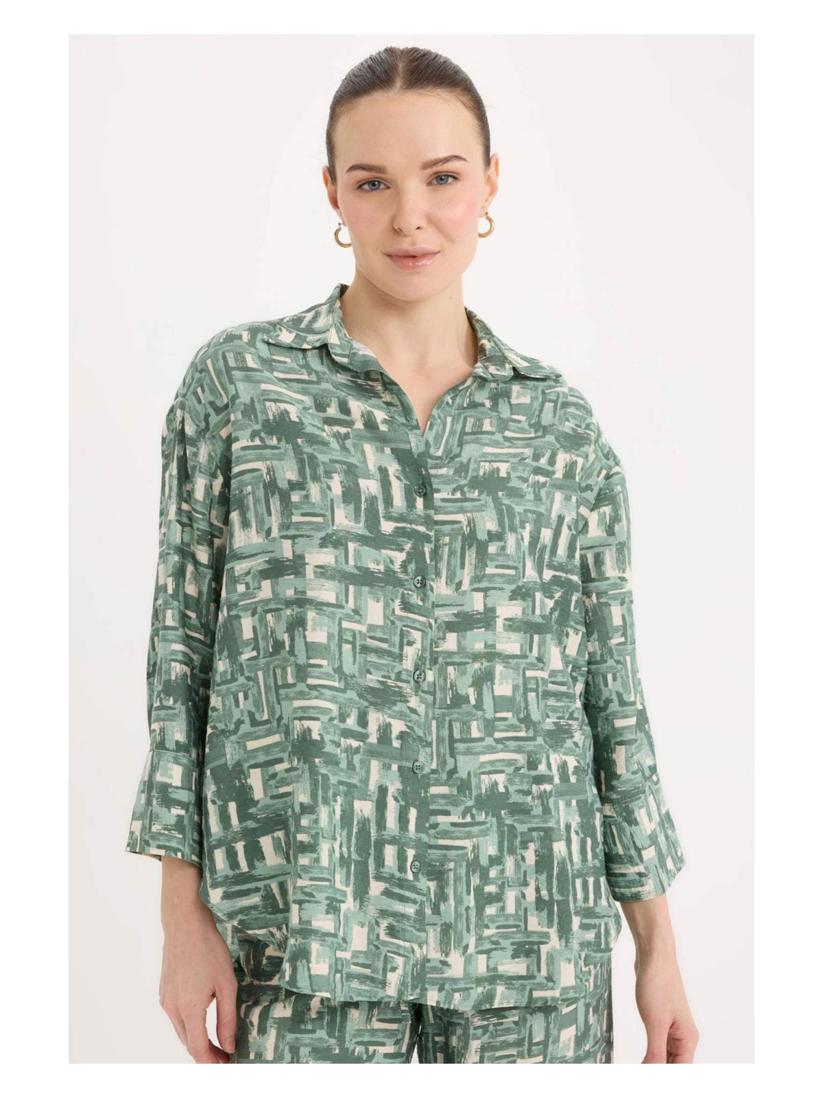 DeFacto Regular Fit Desenli Uzun Kollu Gömlek C3818AX25SP - Görsel 4