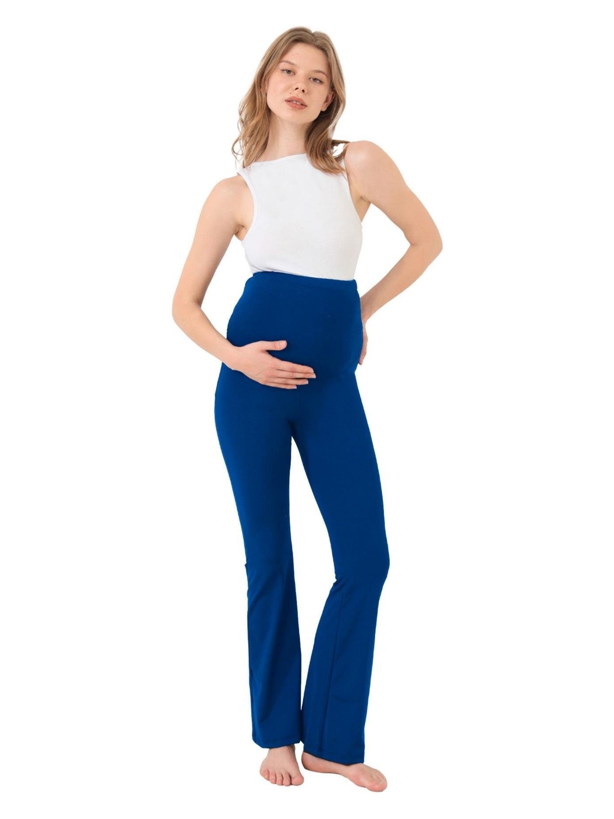 Cottonhill Lacivert Yüksek Bel Hamile Ispanyol Paça Kadın Tayt