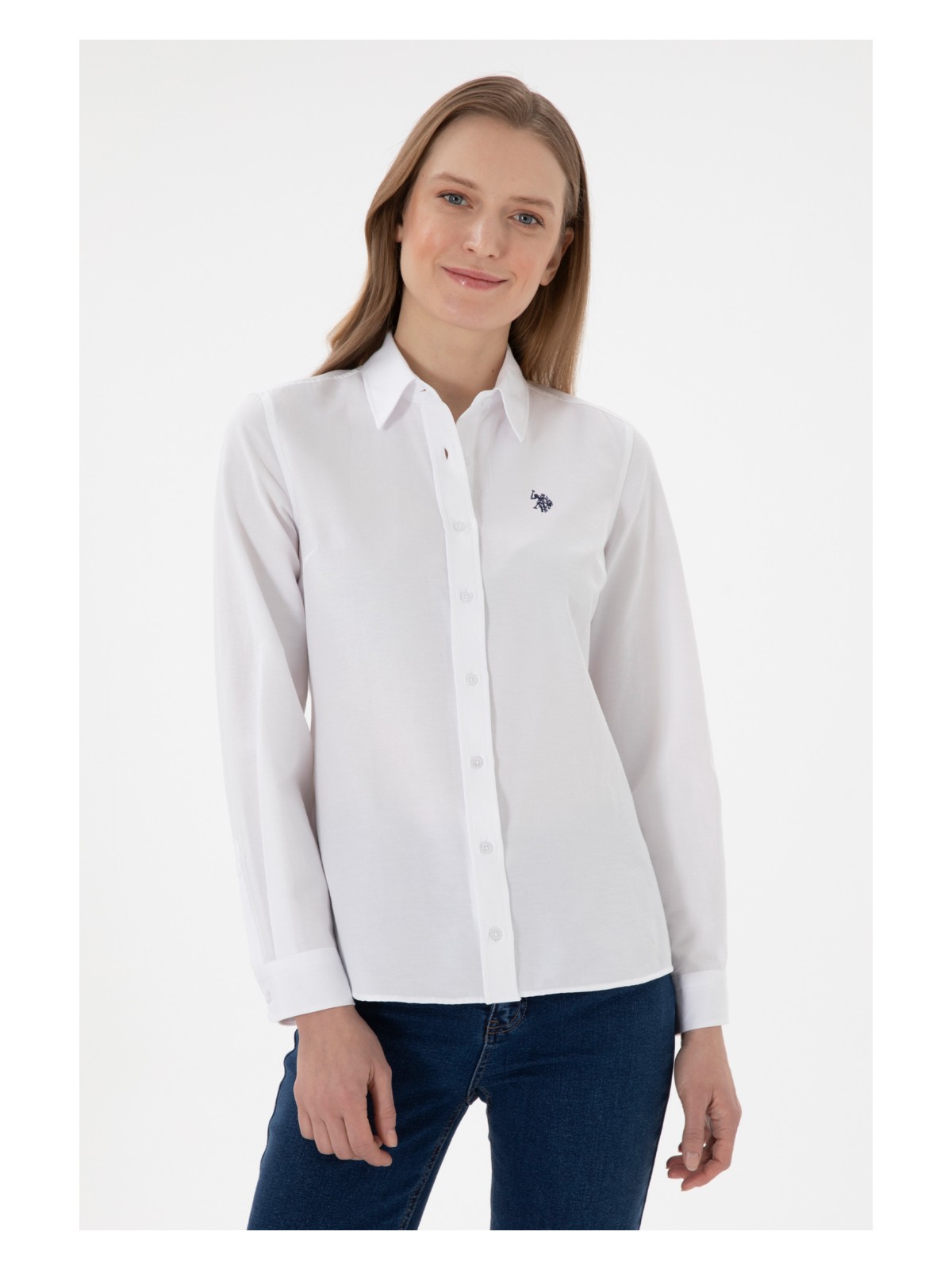 U.S. Polo Assn. U.s. Polo Assn. Kadın Bej Gömlek Basic 50307726-VR011 - Görsel 3