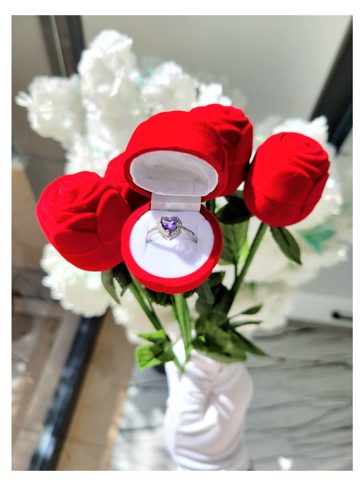 Evorya Kadife Gül Içinden Çıkan 14 Ayar Pandora Ciddi Ilişki Yüzüğü - Görsel 4