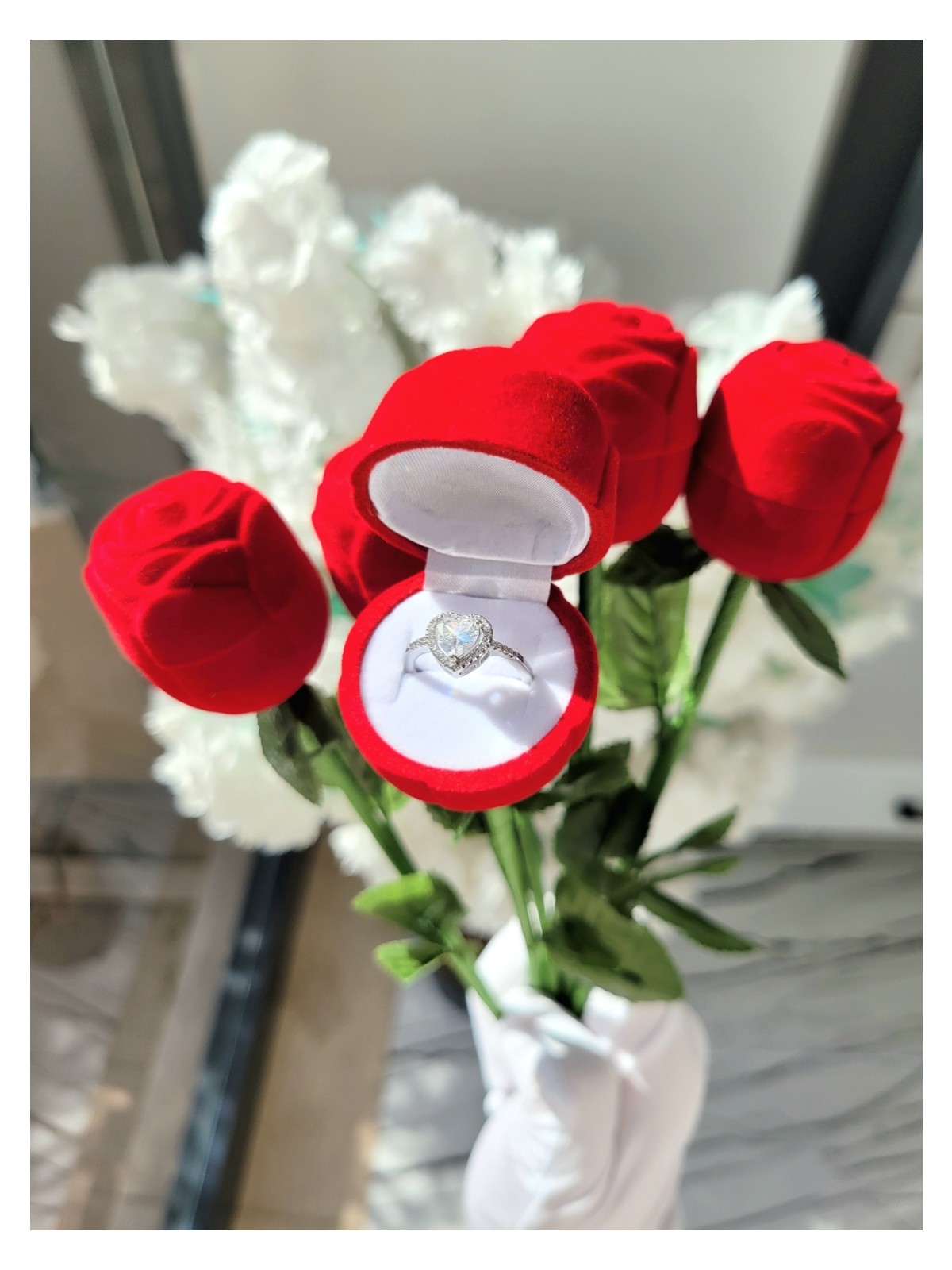 Evorya Kadife Gül Içinden Çıkan 14 Ayar Pandora Ciddi Ilişki Yüzüğü - Görsel 5