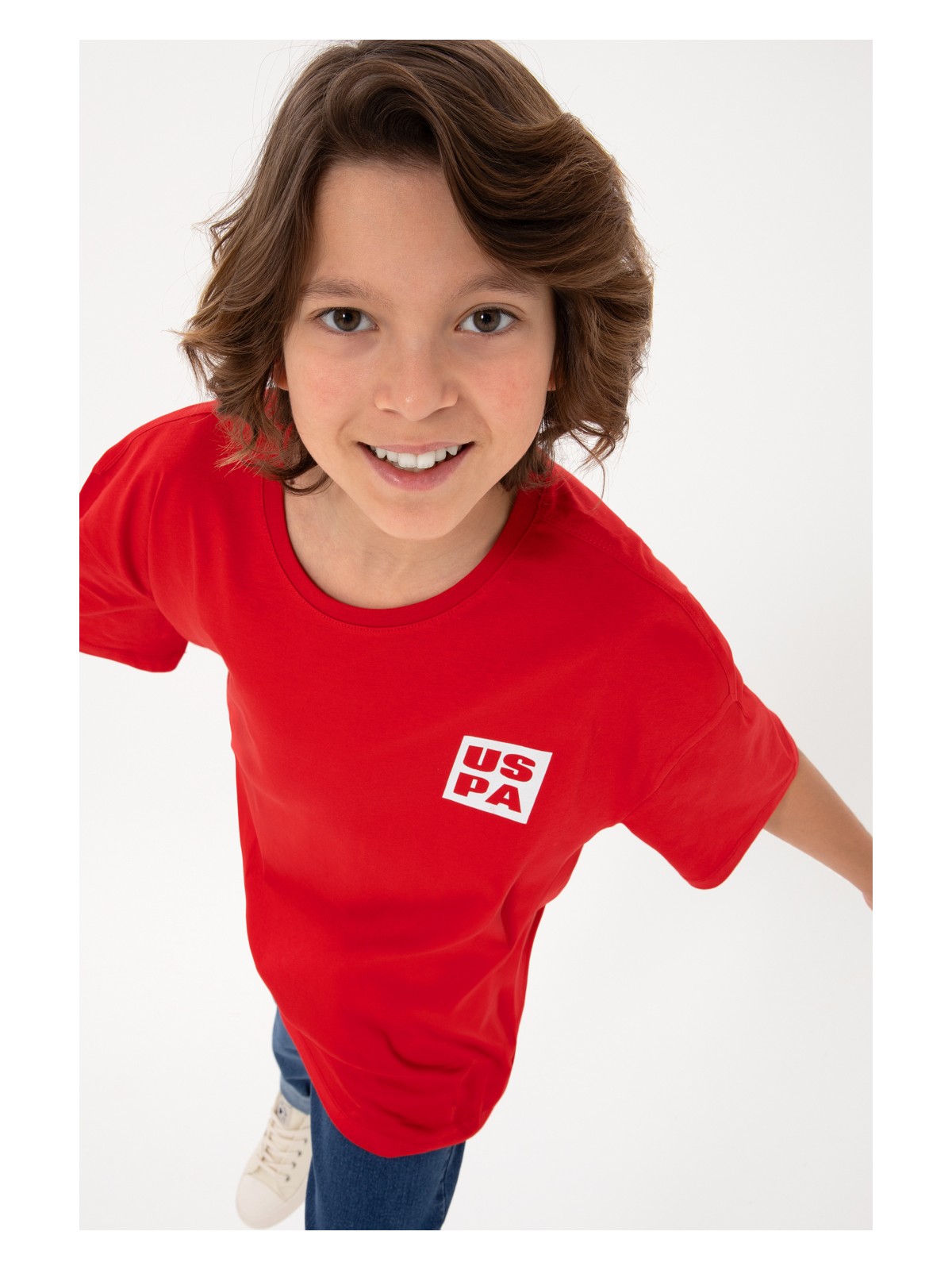 U.S. Polo Assn. Erkek Çocuk Kırmızı Comfort Basic Bisiklet Yaka Tişört 50295447-VR086 - Görsel 6