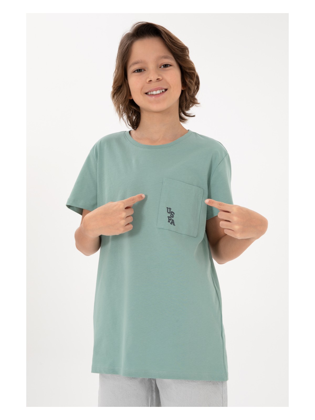 U.S. Polo Assn. Erkek Çocuk Kum Bisiklet Yaka Tişört 50298096-VR085 - Görsel 5