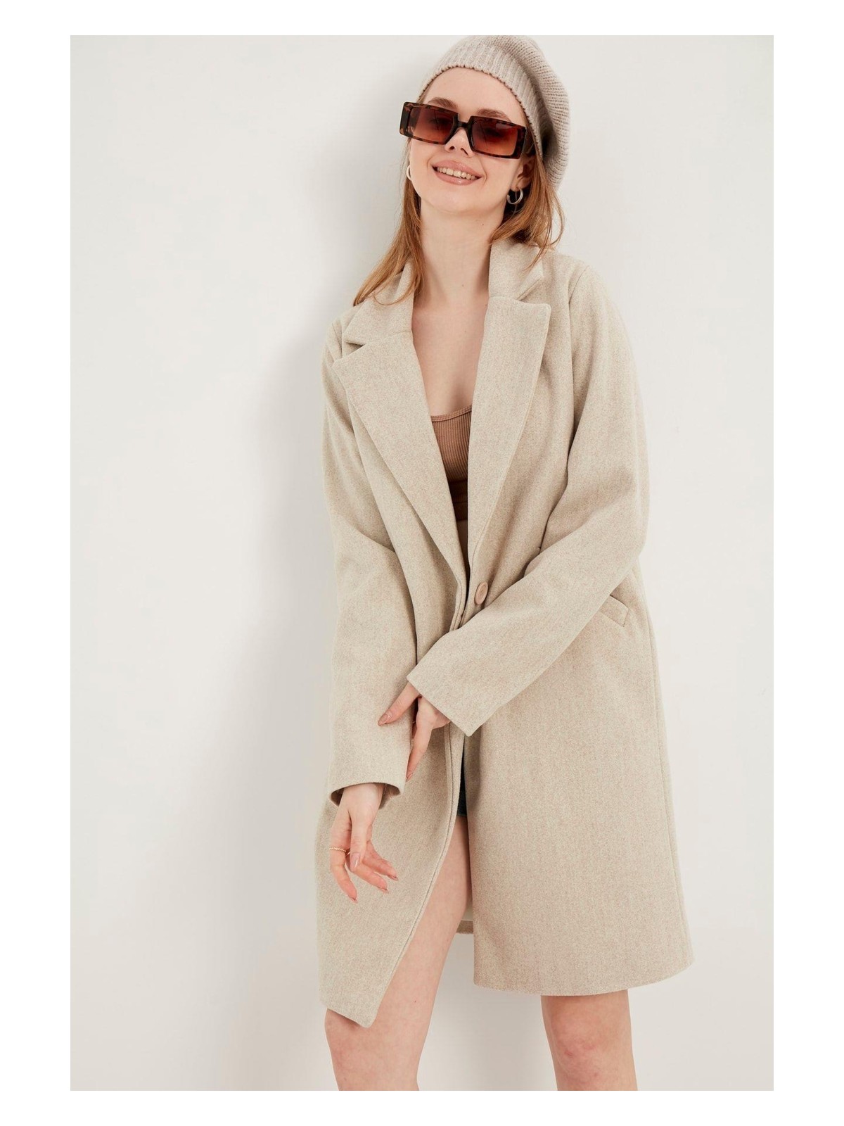 Meecy Kadın Taş Kaşe Kaban