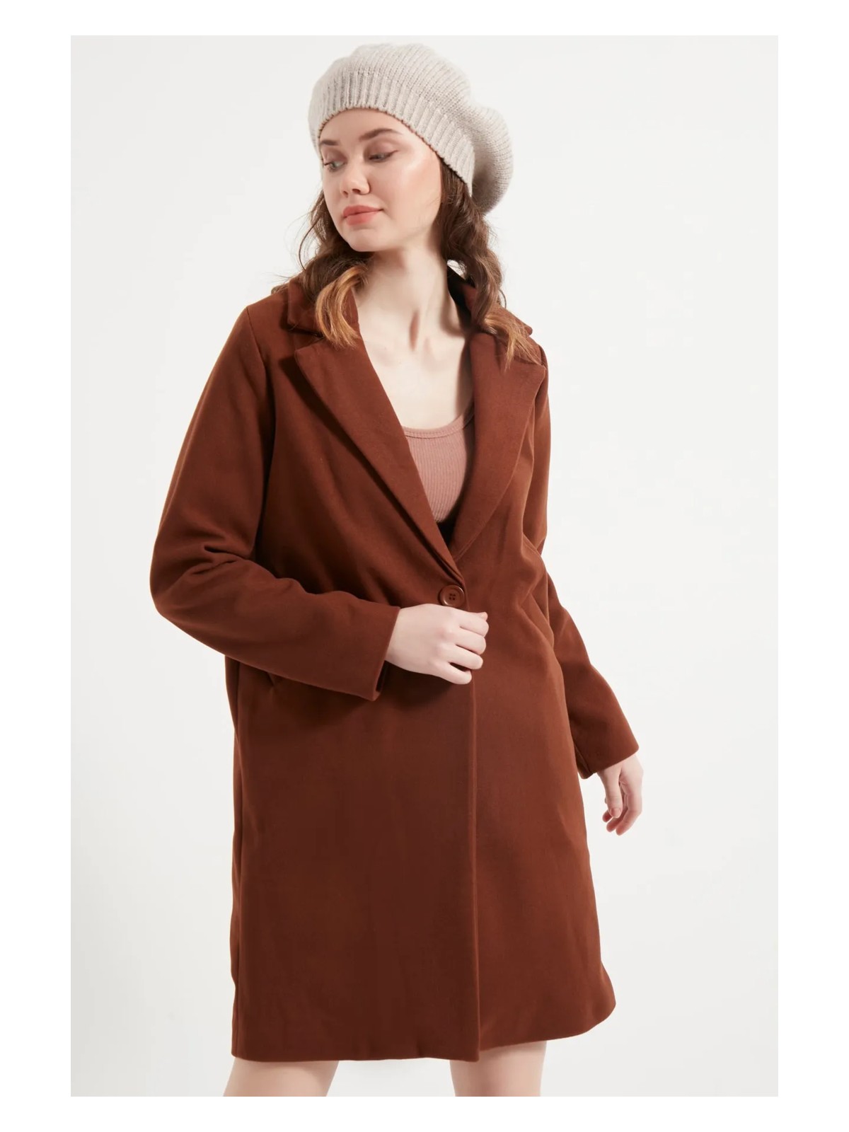 Meecy Kadın Haki Kaşe Kaban - Görsel 4