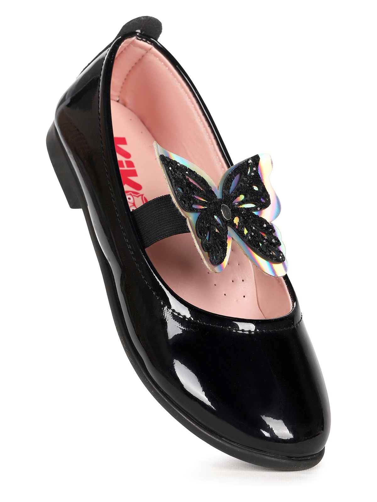 Kiko Kids Menz Kelebek Lastikli Kız Çocuk Babet Ayakkabı Siyah