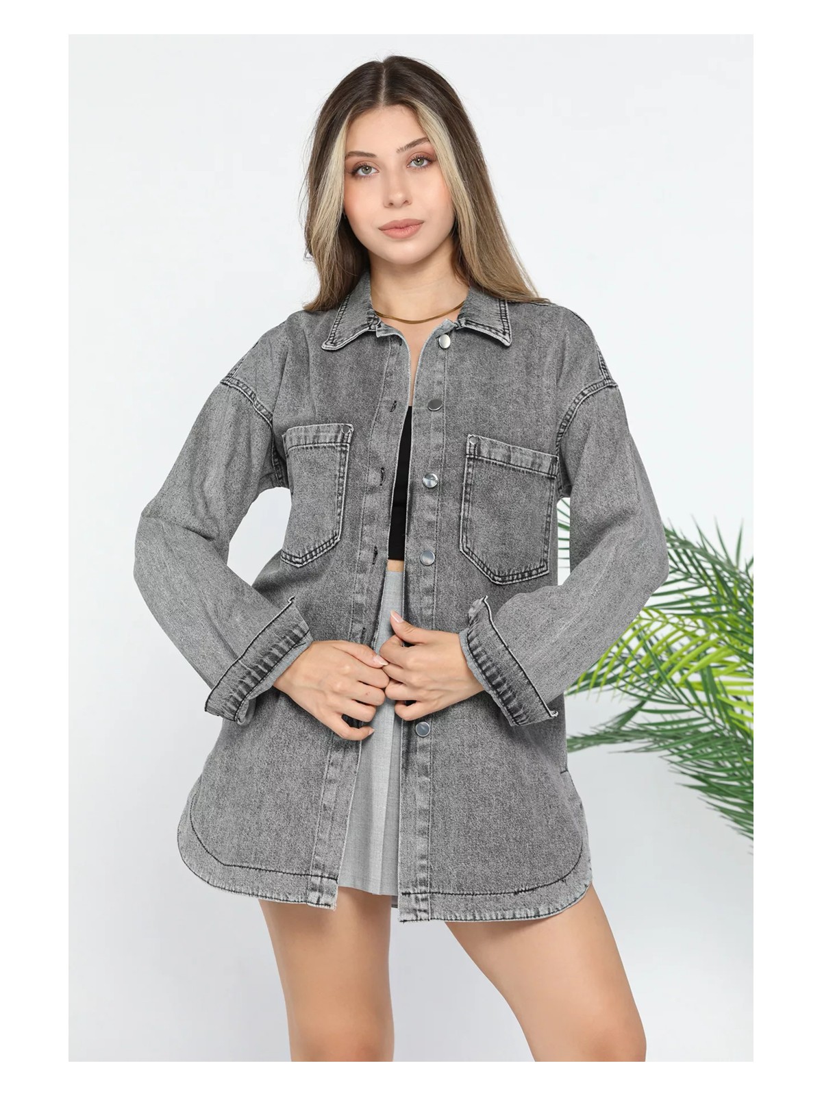 Gülseli Çift Cepli Kot Jean Ceket - Görsel 6