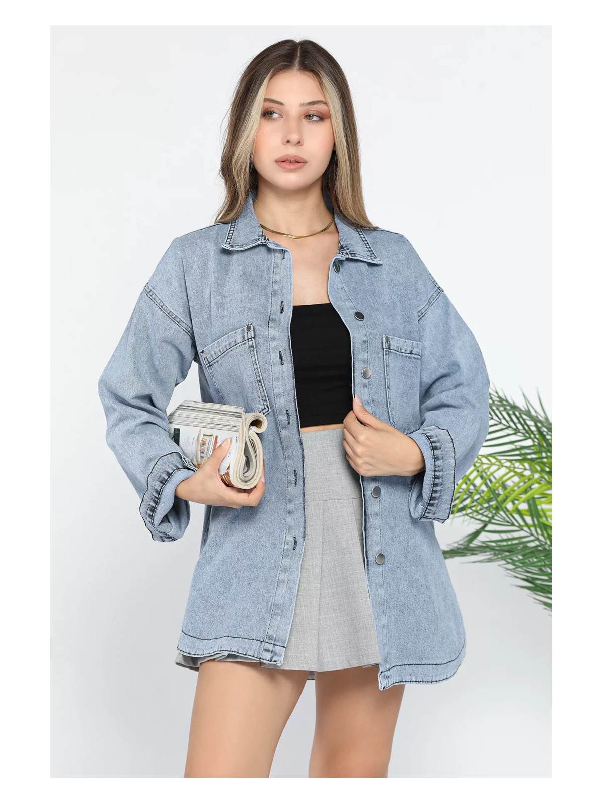 Gülseli Çift Cepli Kot Jean Ceket P-00012669 - Görsel 5