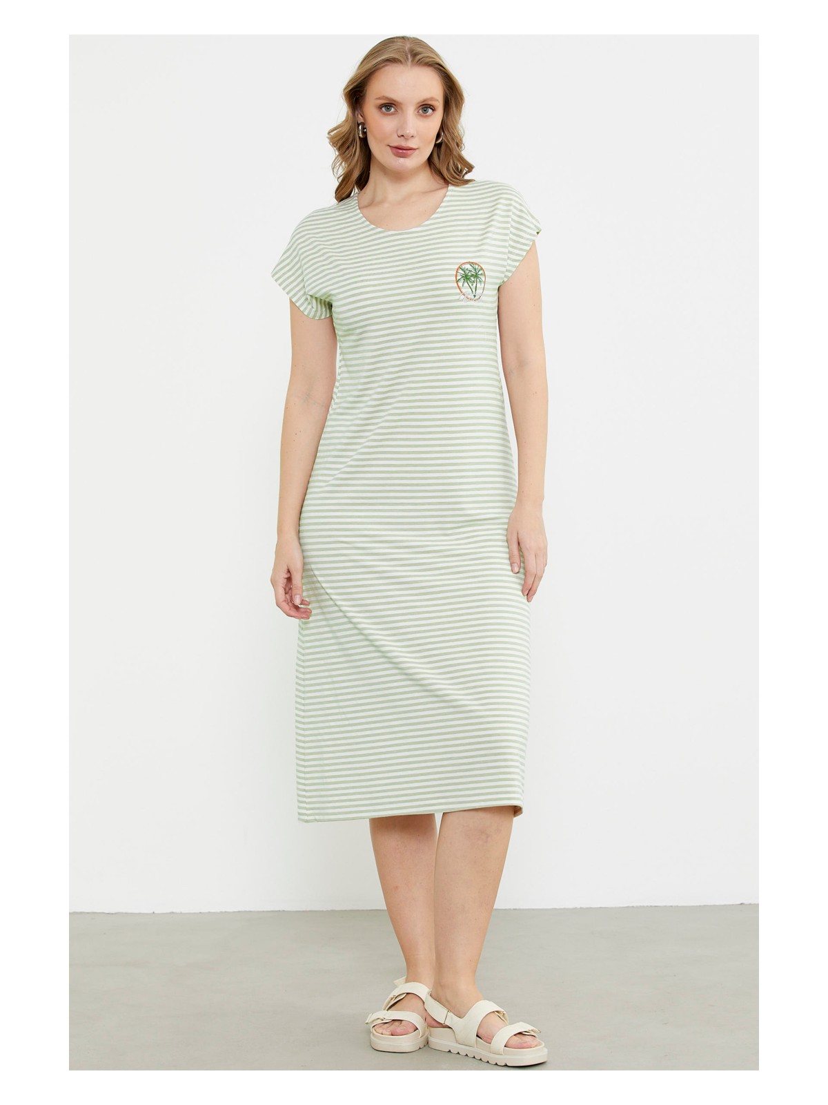 Sementa Nakış Detaylı Marine Penye Elbise - Lacivert - Görsel 3